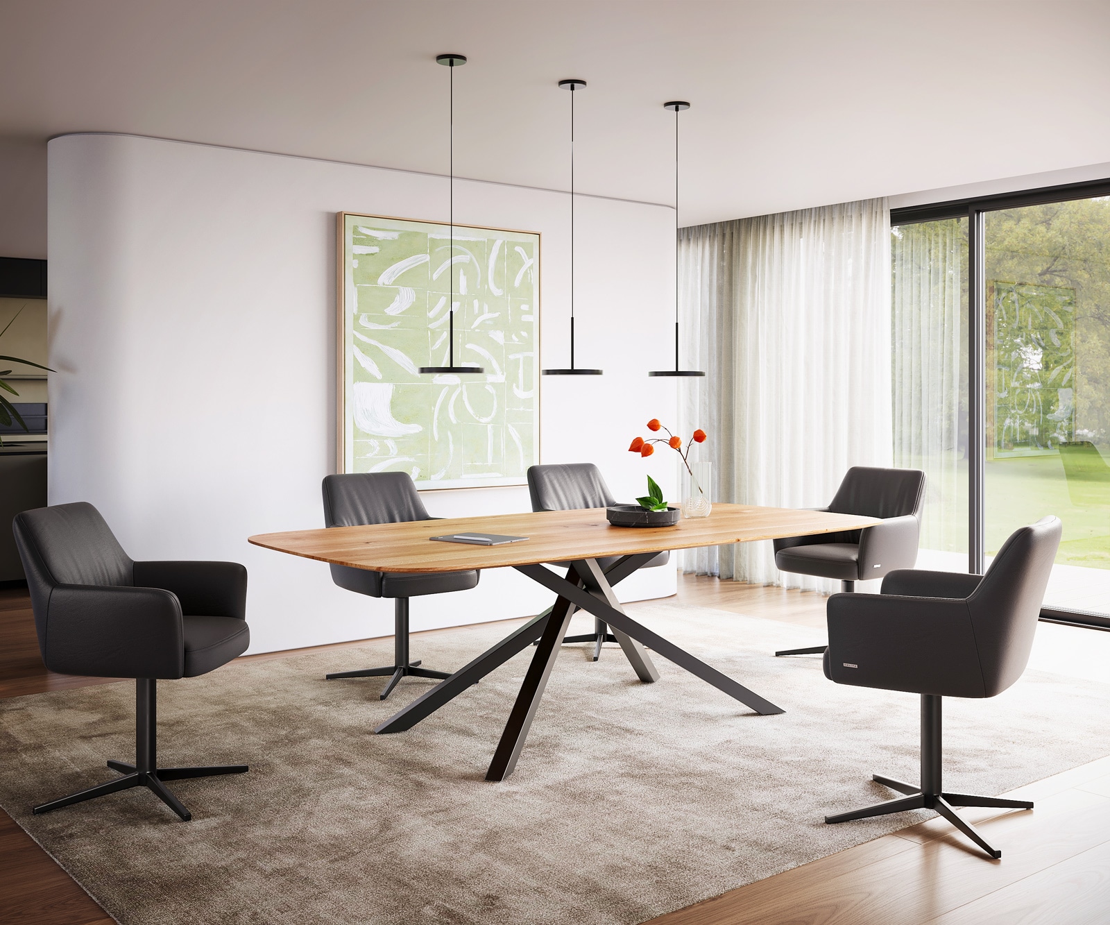 Esstisch Edge Boot 240x120x2,5-3 Eiche Natur Kreuzgestell Rechteck Schwarz Schweizer Kante 4 Esstisch Edge Boot 240x120x2,5-3 Eiche Natur Kreuzgestell Rechteck Schwarz Schweizer Kante 4