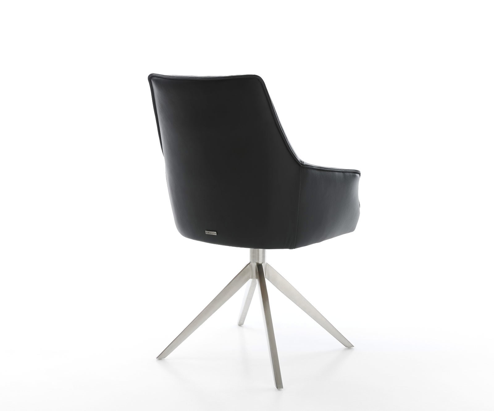 Drehstuhl Alja-Flex mit Armlehnen Echt-Leder Schwarz Kreuzgestell breit Edelstahl 360° drehbar Wippfunktion Taschenfederkern 4 Drehstuhl Alja-Flex mit Armlehnen Echt-Leder Schwarz Kreuzgestell breit Edelstahl 360° drehbar Wippfunktion Taschenfederkern 4