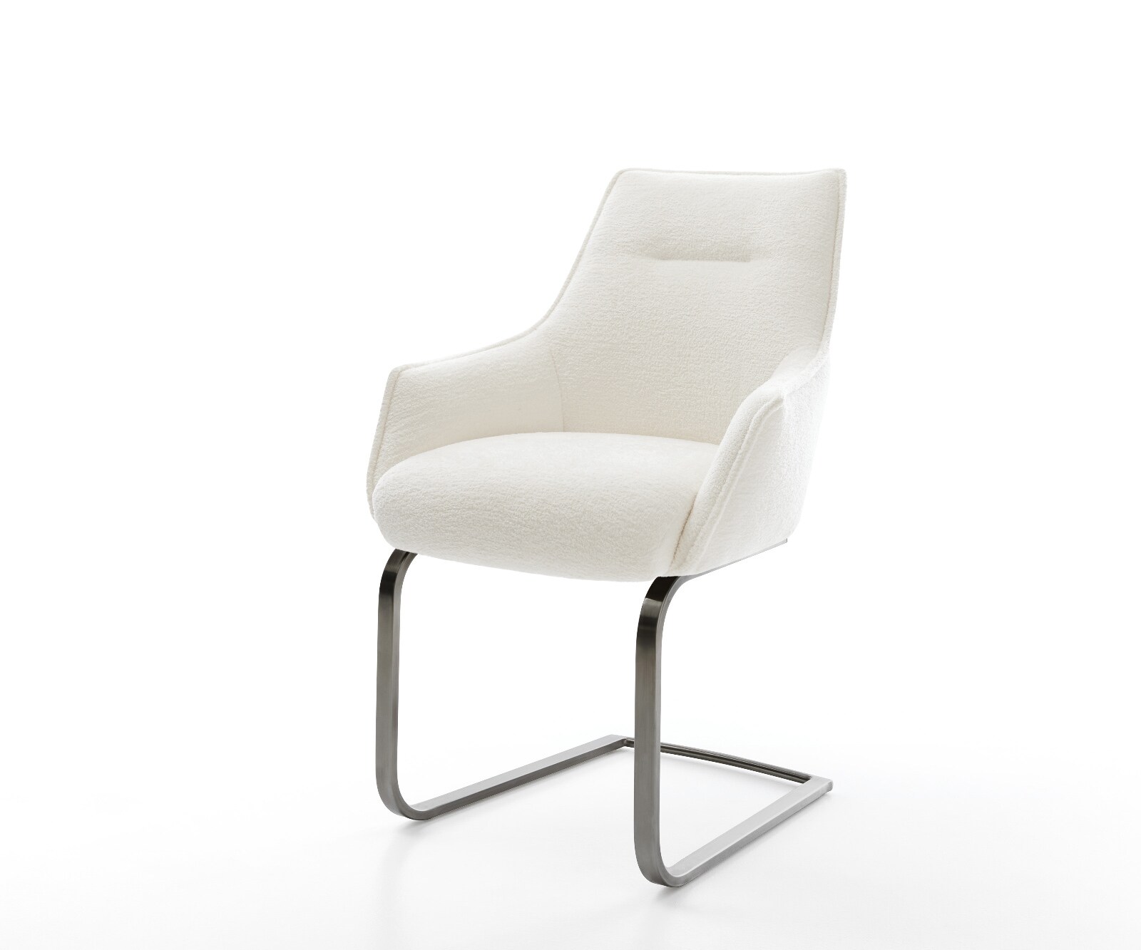 Freischwinger Alja-Flex mit Armlehnen Bouclé Soft Beige Freischwinger flach Graphit Taschenfederkern