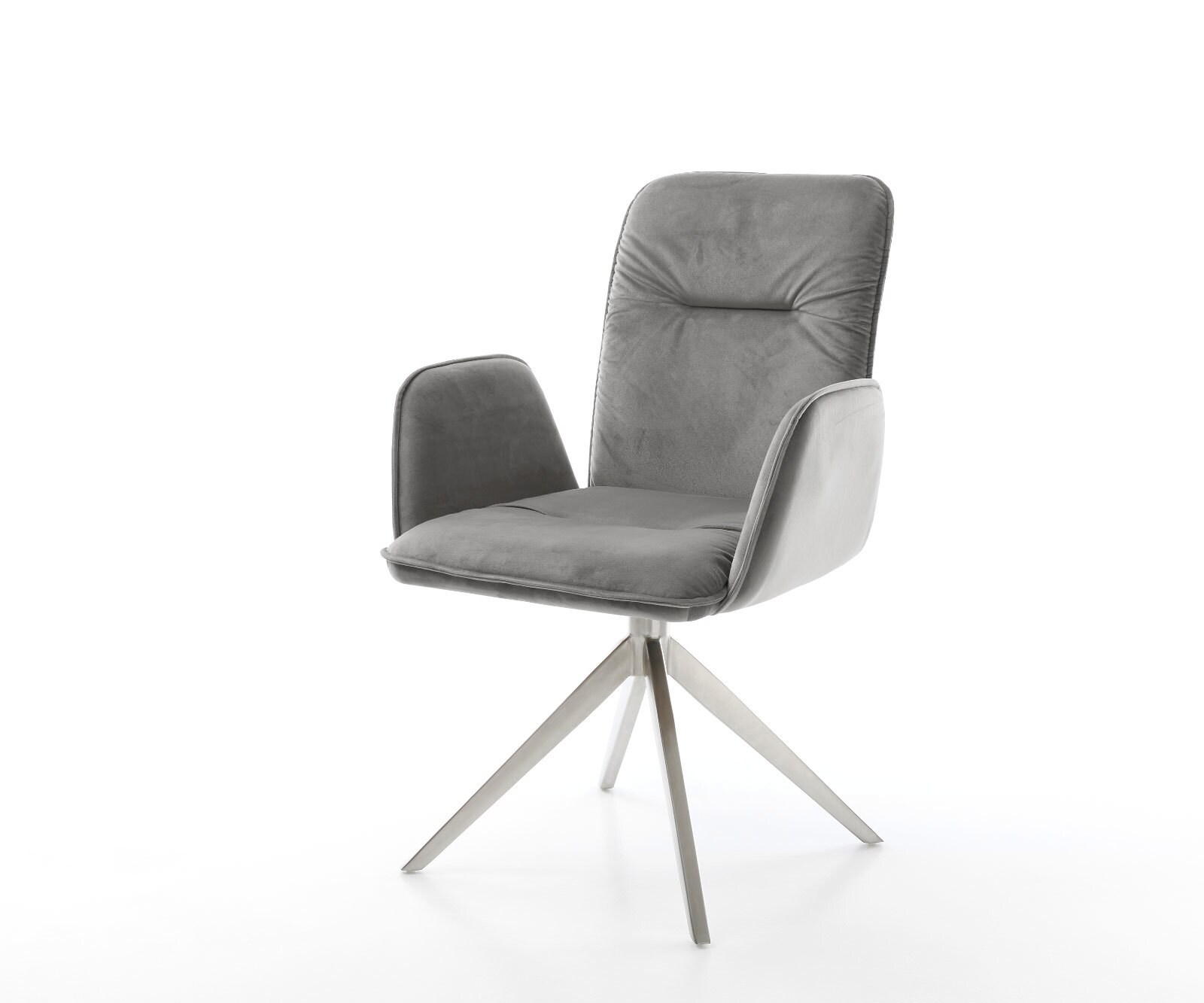 Drehstuhl Vinja-Flex Samt Grau Kreuzgestell breit Edelstahl 360° drehbar Wi günstig online kaufen