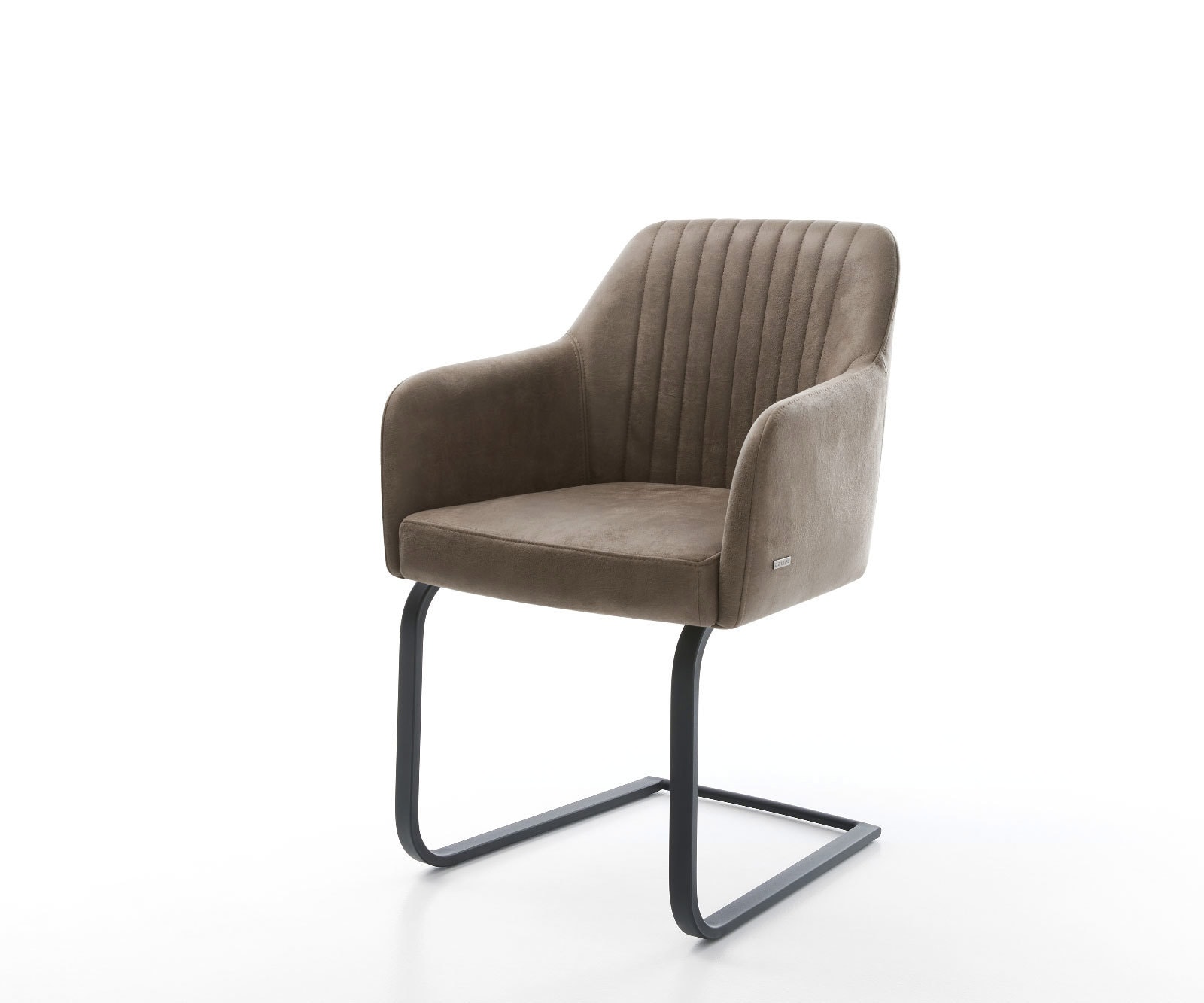 Freischwinger Greg-Flex Mikrofaser Taupe Vintage Freischwinger flach Schwarz Taschenfederkern