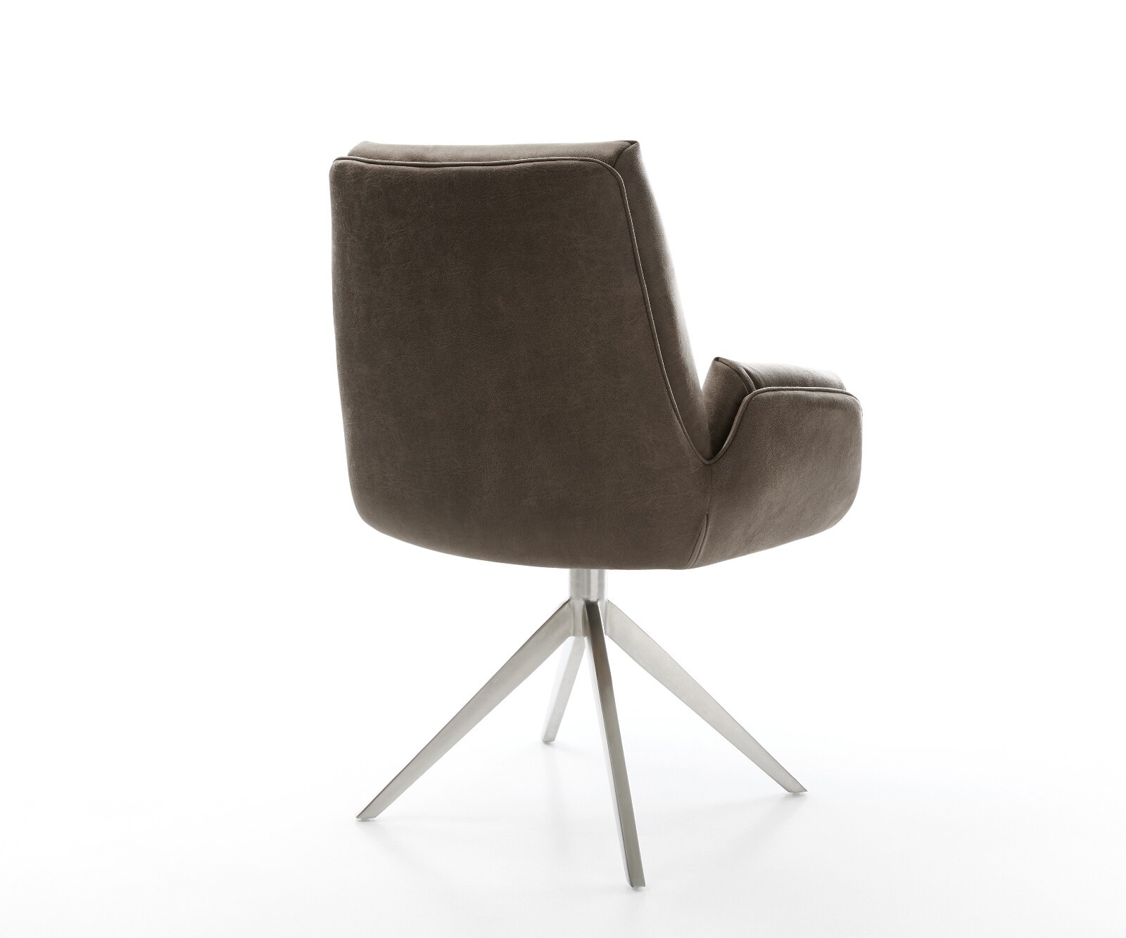 Drehstuhl Clea-Flex Mikrofaser Taupe Vintage Kreuzgestell breit Edelstahl 360° drehbar Wippfunktion 5
