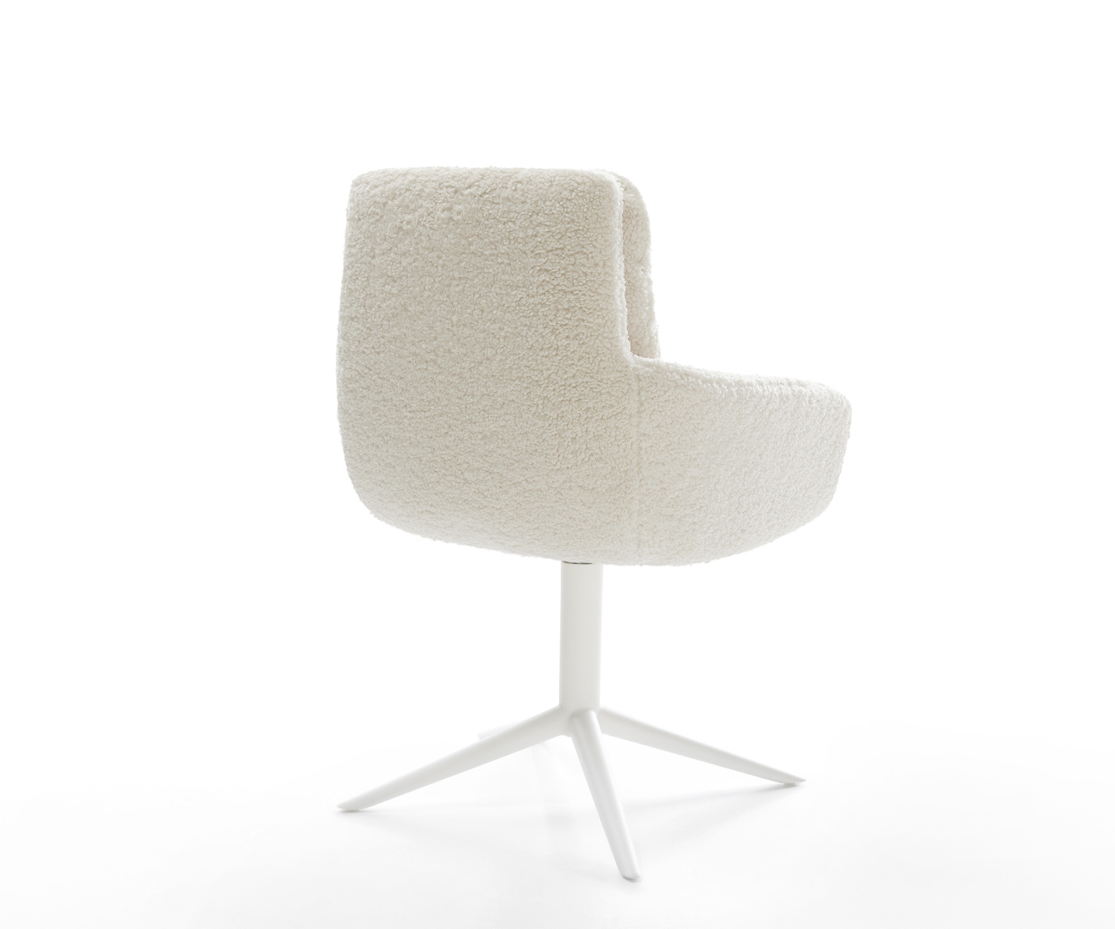 Drehstuhl Abelia-Flex mit Armlehnen Teddystoff Beige Fußkreuz Weiß 360° drehbar Wippfunktion 4