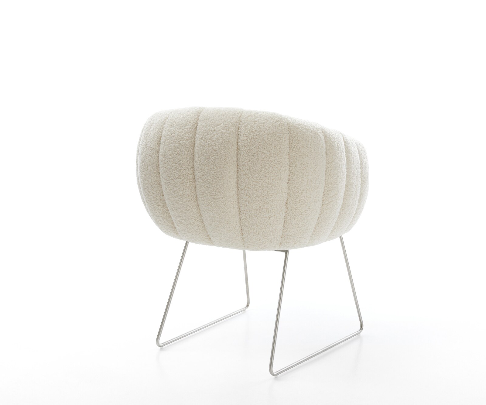 Esszimmerstuhl Jada-Flex Teddystoff Beige Kufengestell Edelstahl Taschenfederkern 4