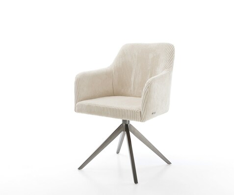 Drehstuhl Greg-Flex Cord Beige Kreuzgestell breit Graphit 360° drehbar Wippfunktion Taschenfederkern