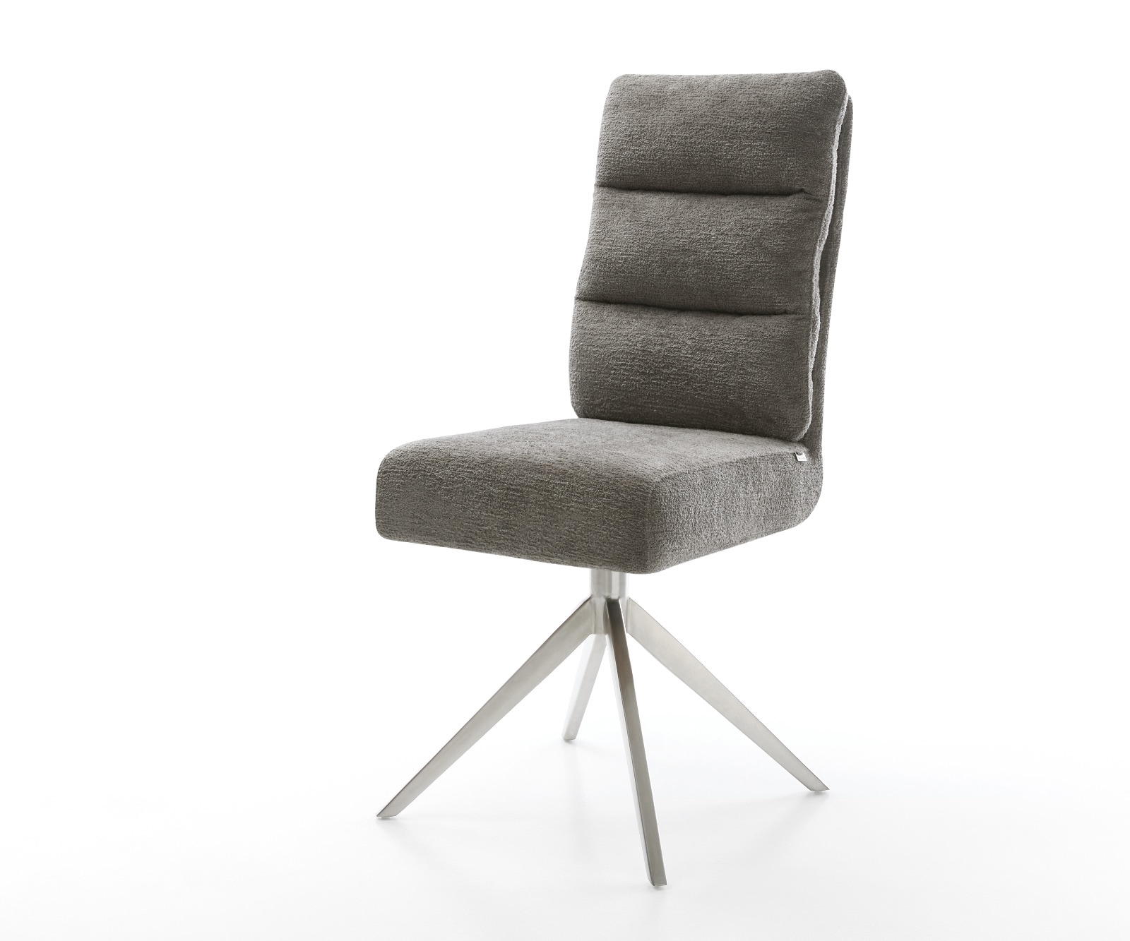 Drehstuhl Pela-Flex Bouclé Soft Schlamm Kreuzgestell breit Edelstahl 360° drehbar Wippfunktion Taschenfederkern