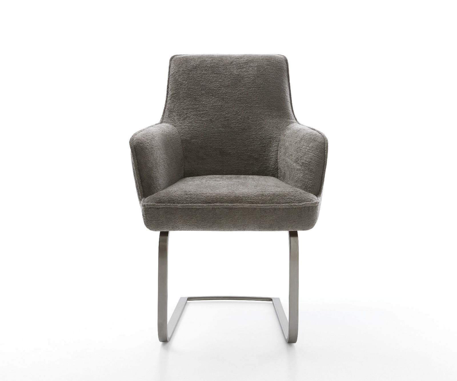 Freischwinger Heira-Flex mit Armlehnen Bouclé Soft Schlamm Freischwinger flach Graphit Taschenfederkern 2