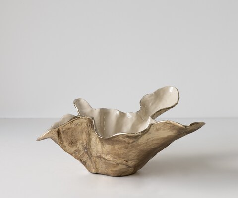 Schale Liora B52 x T51 x H21 cm Aluminium Champagner Ivory Handgemacht