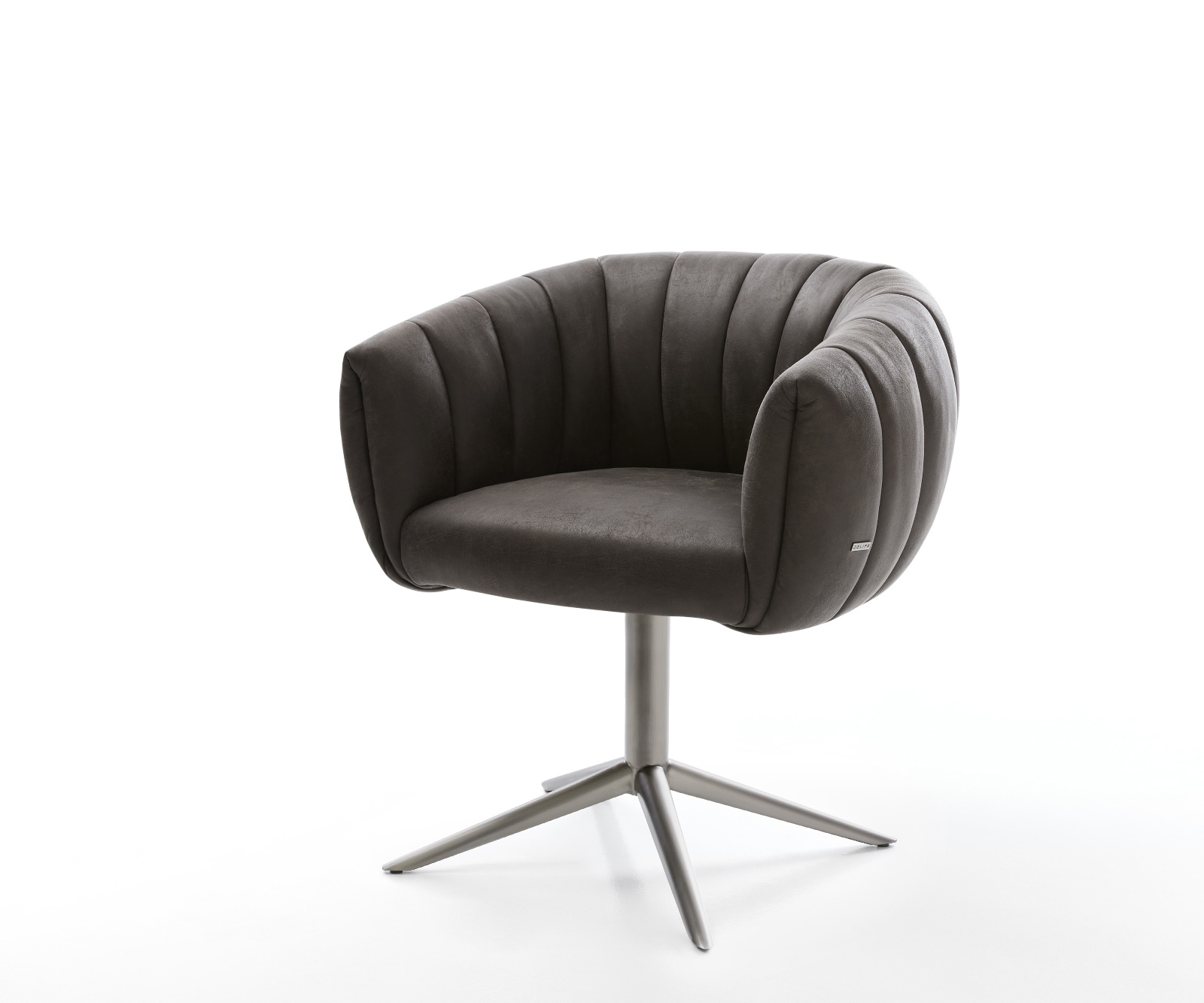 Drehstuhl Jada-Flex Mikrofaser Anthrazit Vintage Fußkreuz Graphit 360° drehbar Wippfunktion Taschenfederkern