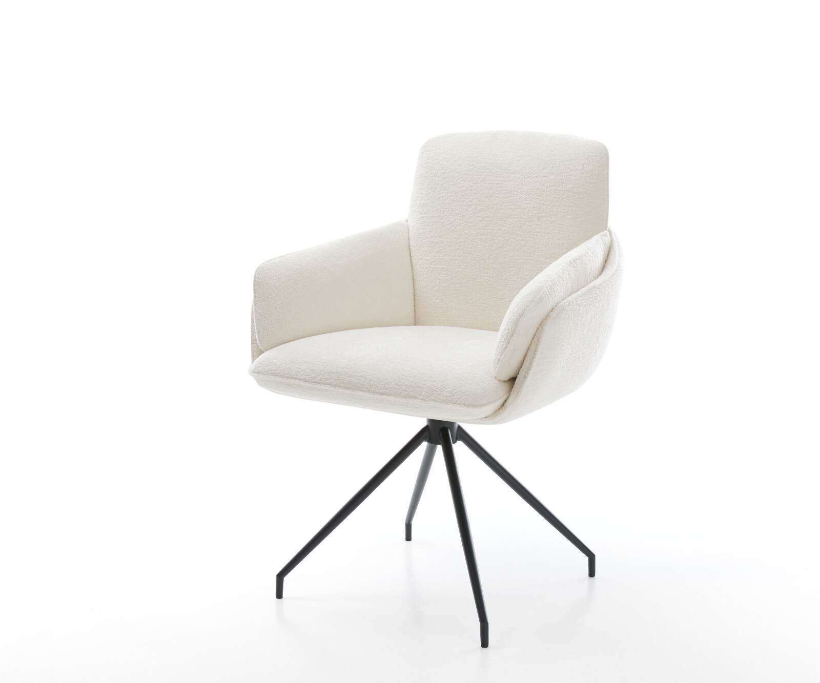 Esszimmerstuhl Luan-Flex mit Armlehnen Bouclé Soft Beige Kreuzgestell konis günstig online kaufen