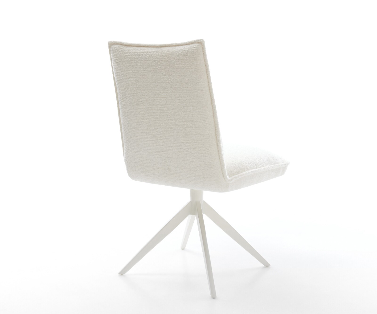 Drehstuhl Lelio-Flex Bouclé Soft Beige Kreuzgestell breit Weiß 360° drehbar Wippfunktion Taschenfederkern 5