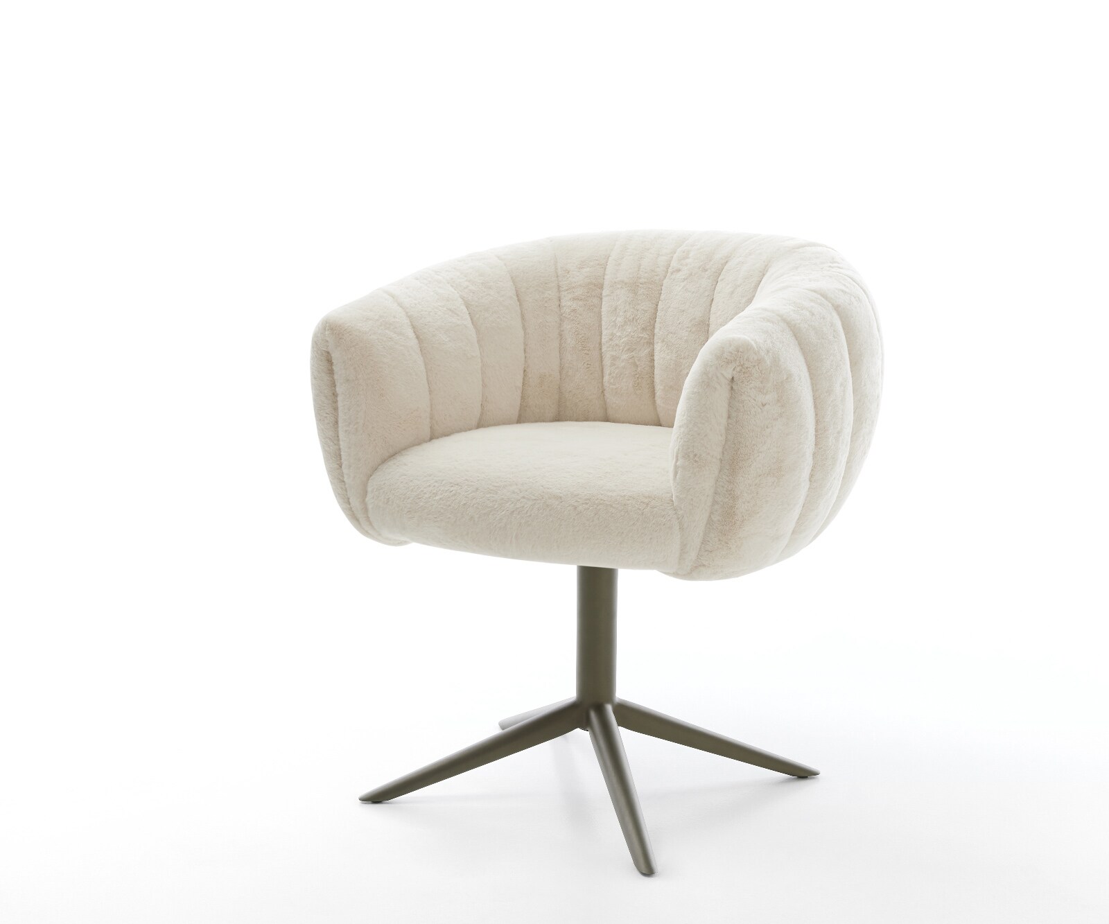 Drehstuhl Jada-Flex Plüsch Creme-Weiß Fußkreuz Effektfinish Titan 360° drehbar Wippfunktion Taschenfederkern 1