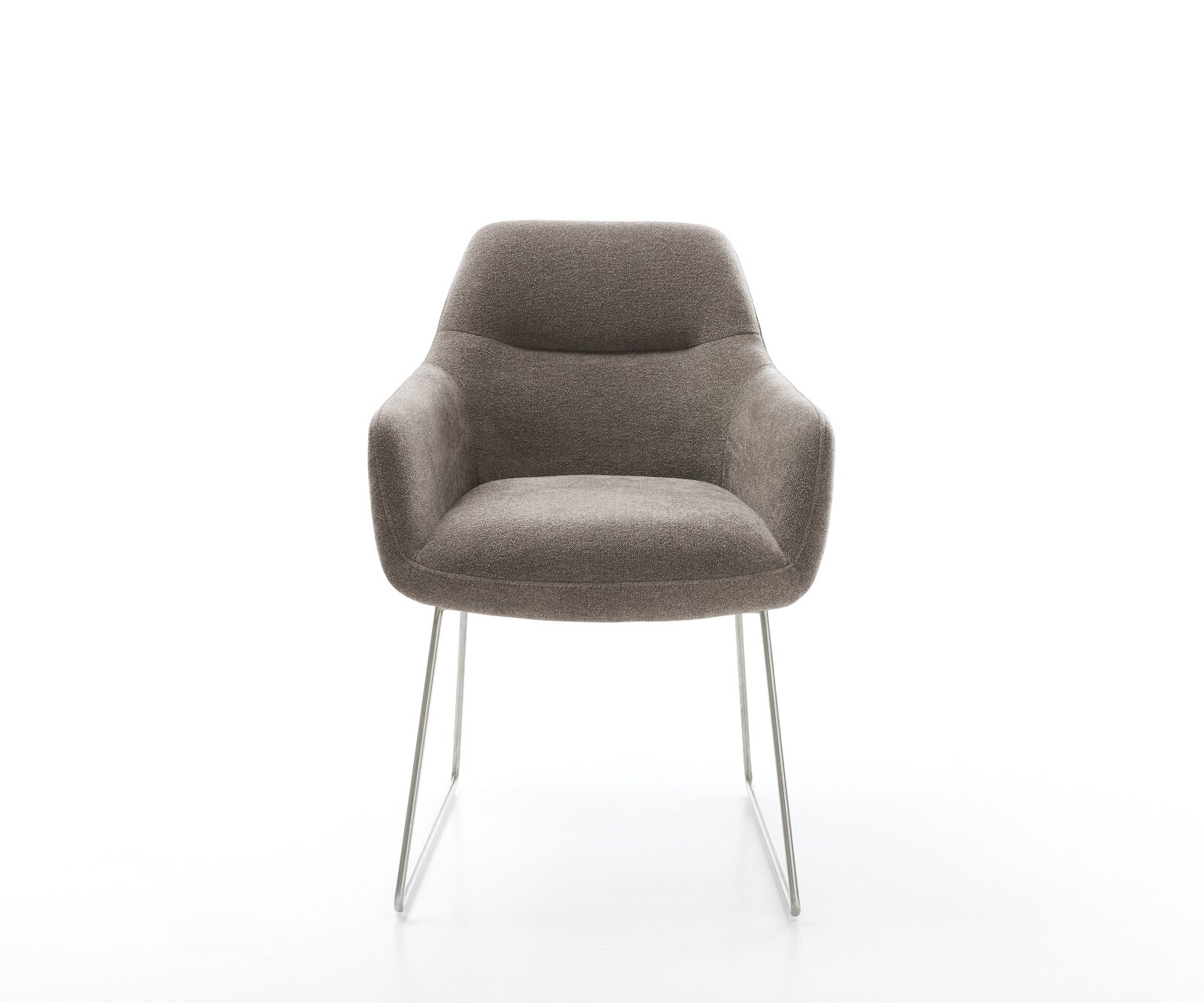 Esszimmerstuhl Pejo-Flex Strukturstoff Soft Taupe Kufengestell Edelstahl Taschenfederkern 1