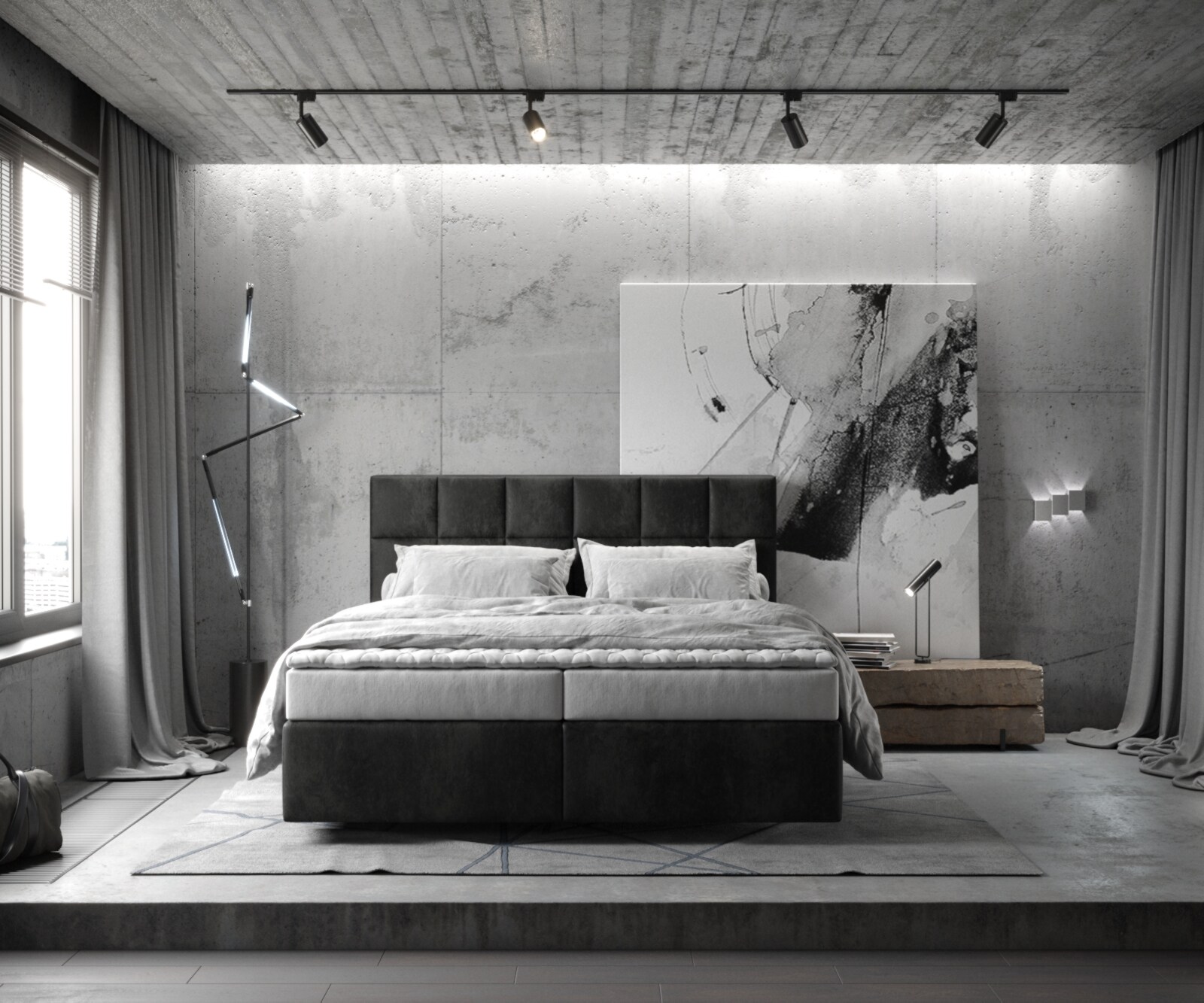 Boxspringbett Dream-Fine 160x200 cm Mikrofaser Anthrazit Vintage mit Matratze und Topper 1