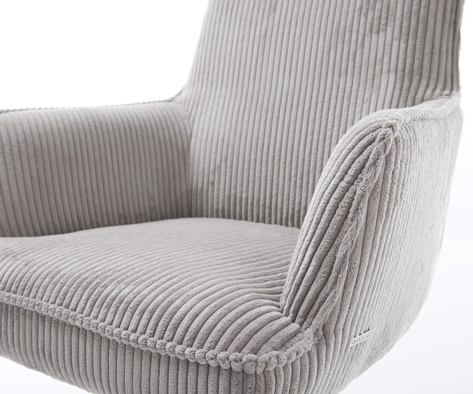 Drehstuhl Heira-Flex mit Armlehnen Cord Silbergrau Kreuzgestell breit Effektfinish Titan 360° drehbar Wippfunktion Taschenfederkern 3