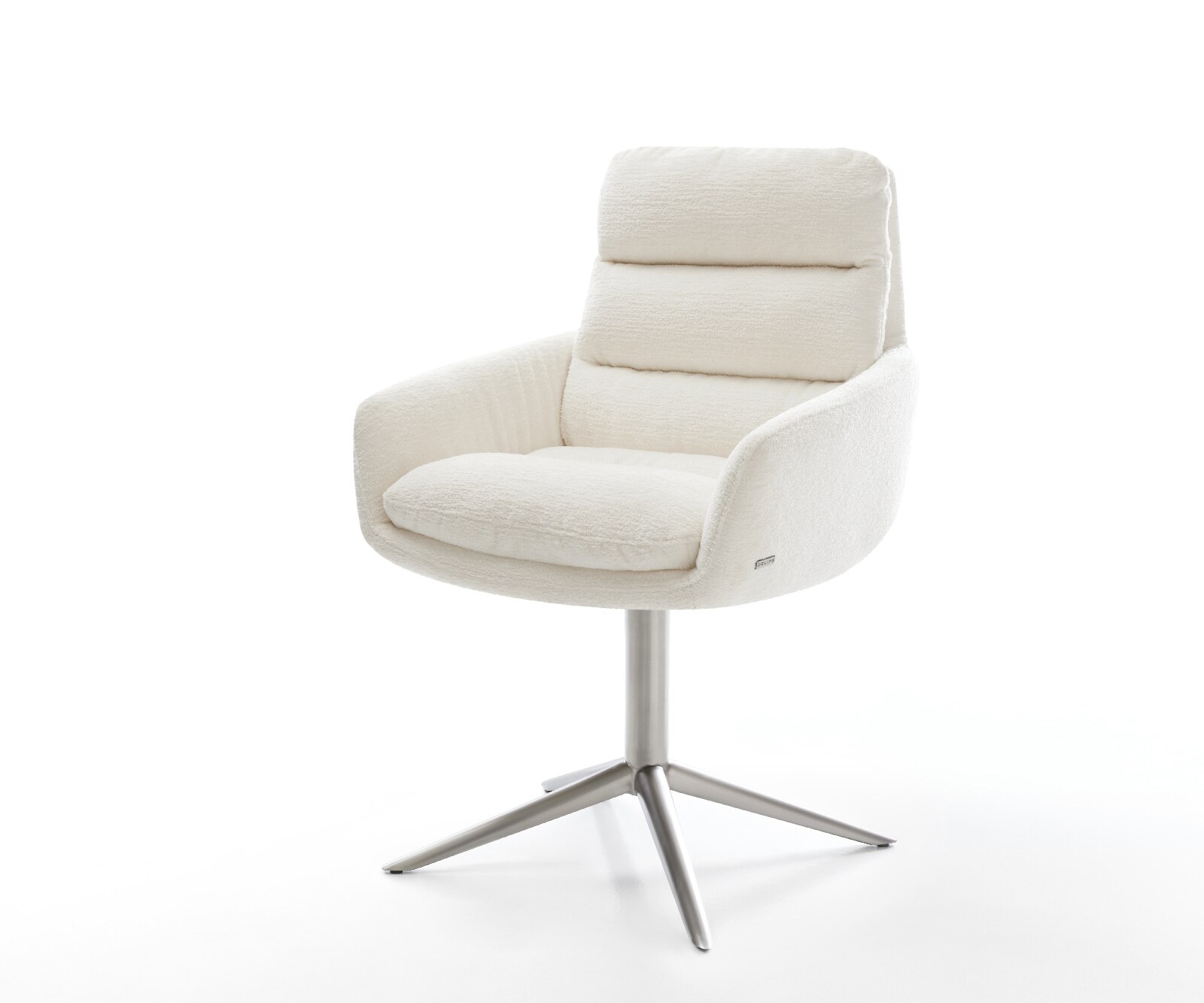 Drehstuhl Abelia-Flex mit Armlehnen Bouclé Soft Beige Fußkreuz Edelstahl 36 günstig online kaufen
