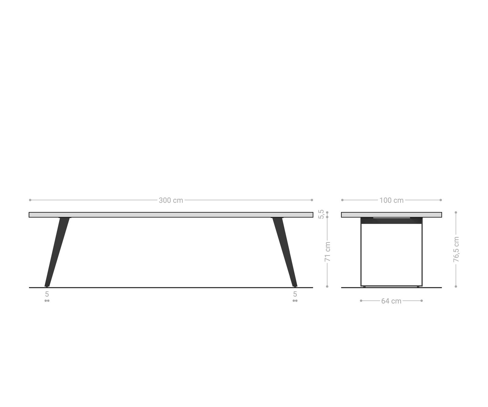 Esstisch Edge 300x100 XL Akazie Natur Metall Schräg Live-Edge 6
