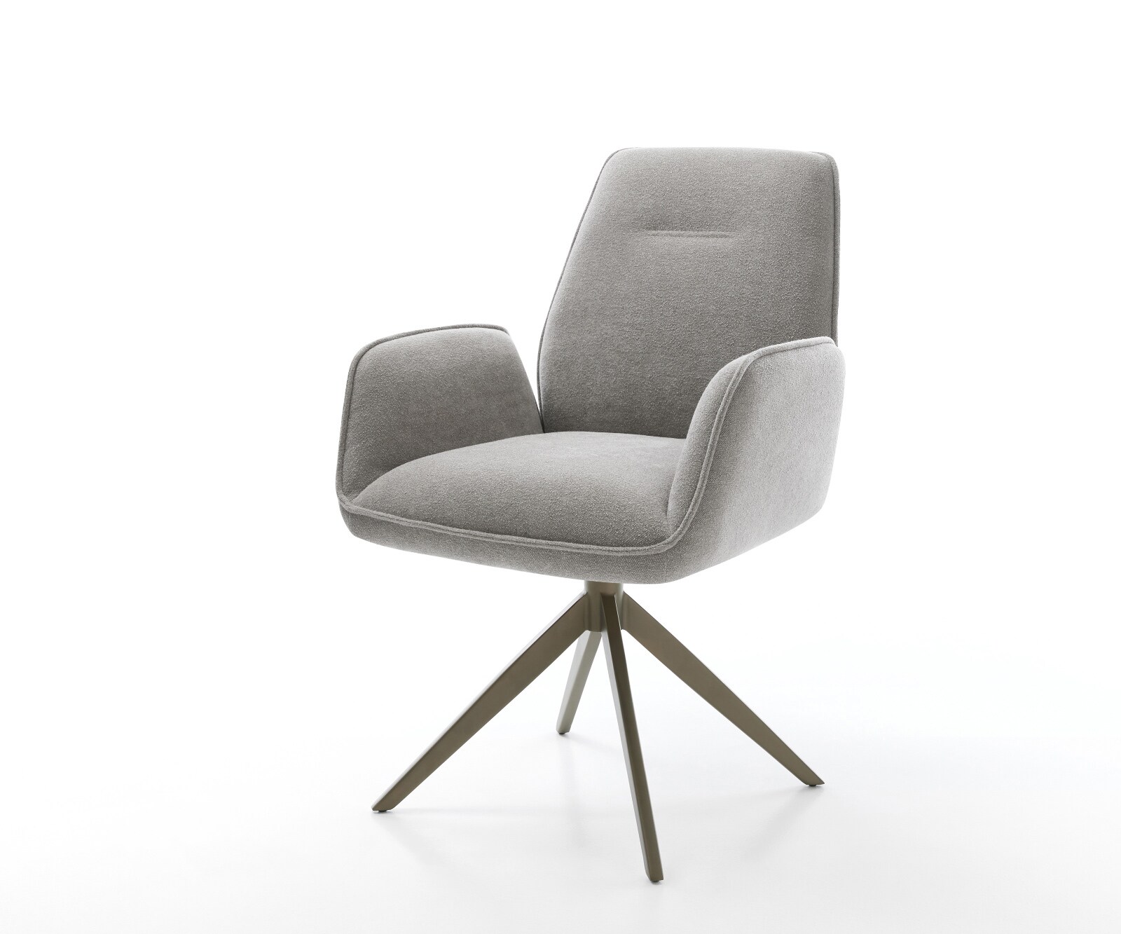Chaise-pivotante Zoa-Flex tissu structuré doux gris pied croisé large aspect titane pivotement sur 360° fonction bascule ressorts ensachés