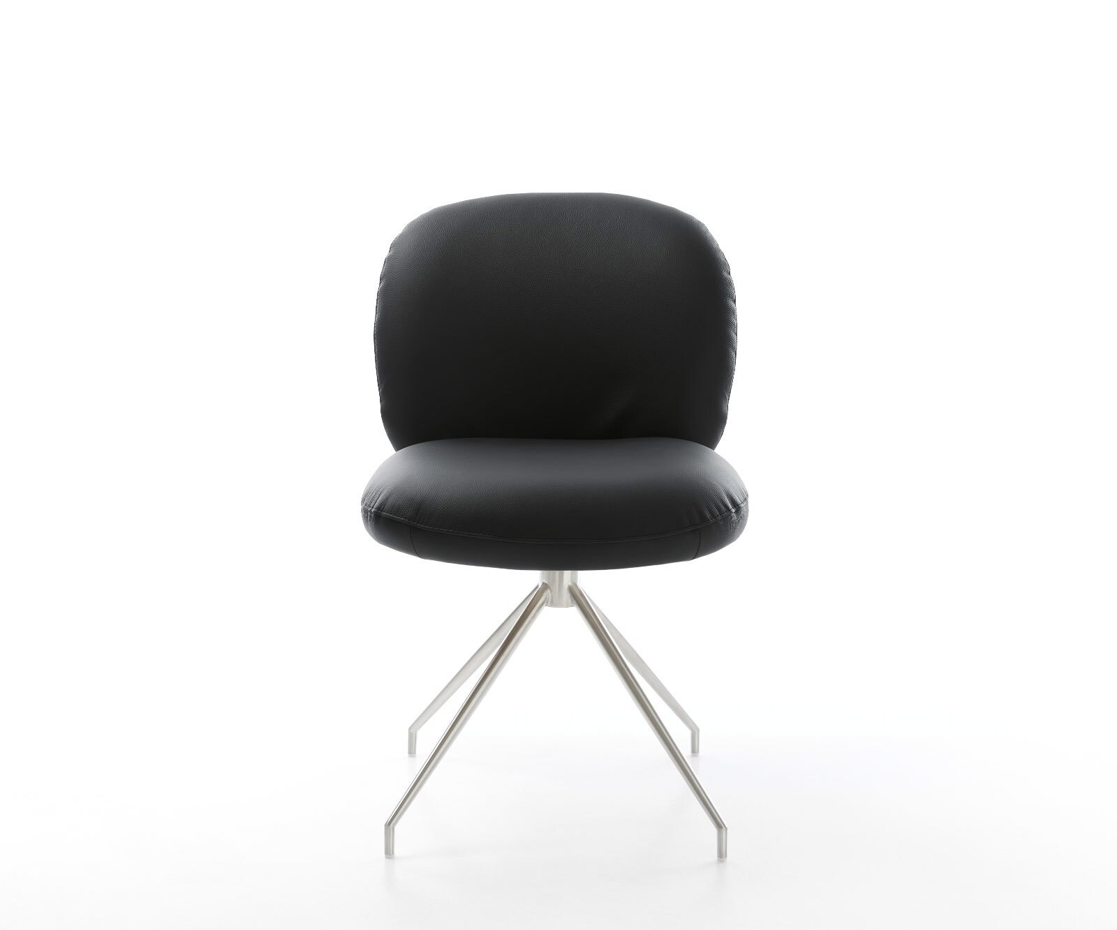 Drehstuhl Nube-Flex Echt-Leder Schwarz Kreuzgestell konisch Edelstahl 180° drehbar Taschenfederkern 2