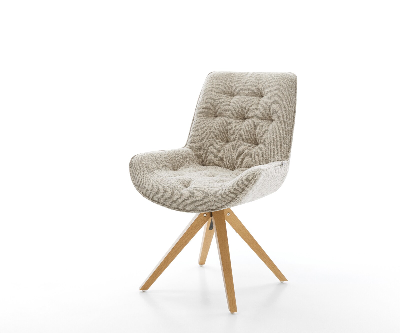 Drehstuhl Taimi-Flex Webstoff Soft Beige Holzgestell kantig Natur 180° dreh günstig online kaufen