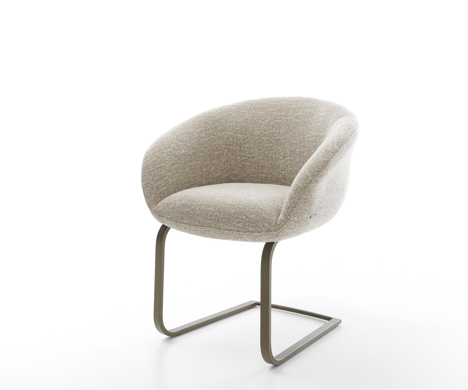 Freischwinger Vinka-Flex mit Armlehnen Webstoff Soft Beige Freischwinger flach Effektfinish Titan Taschenfederkern 1