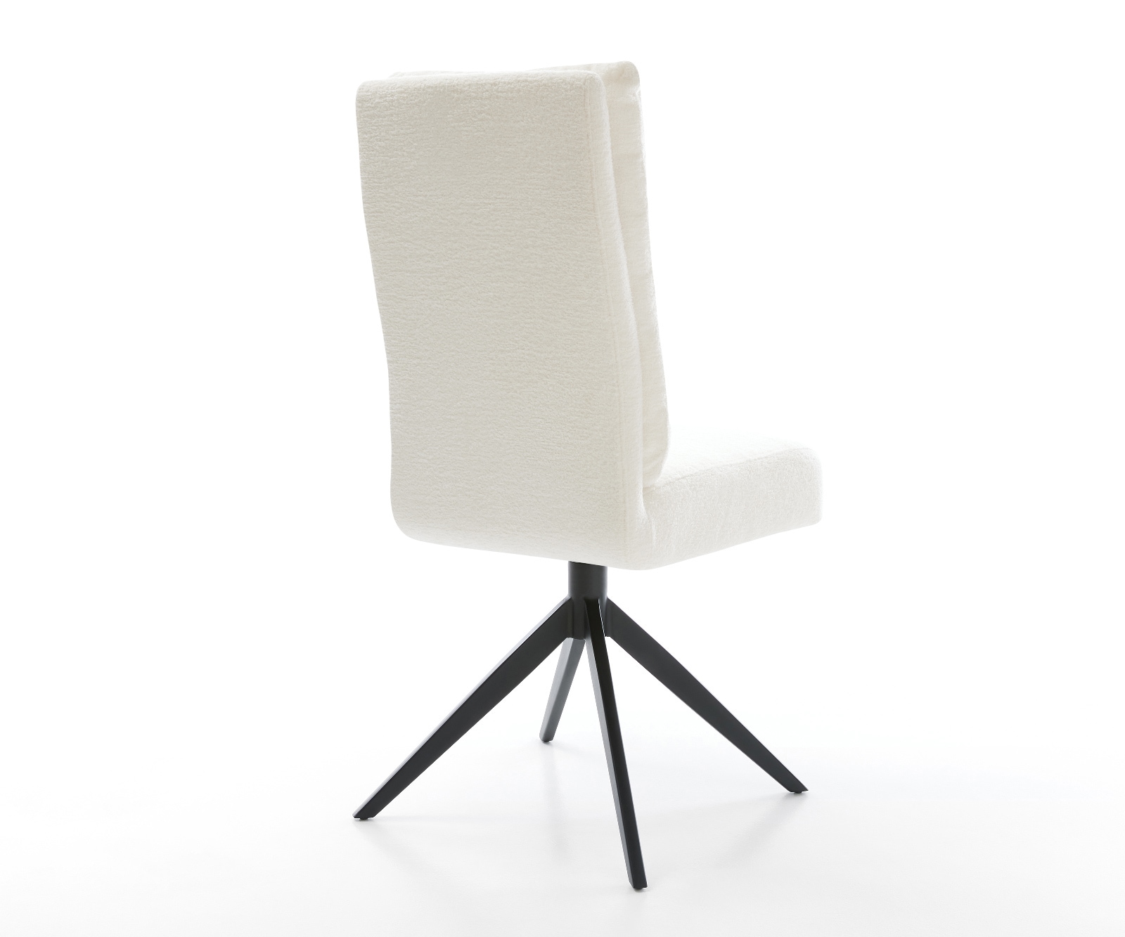 Drehstuhl Pela-Flex Bouclé Soft Beige Kreuzgestell breit Schwarz 360° drehbar Wippfunktion Taschenfederkern 4