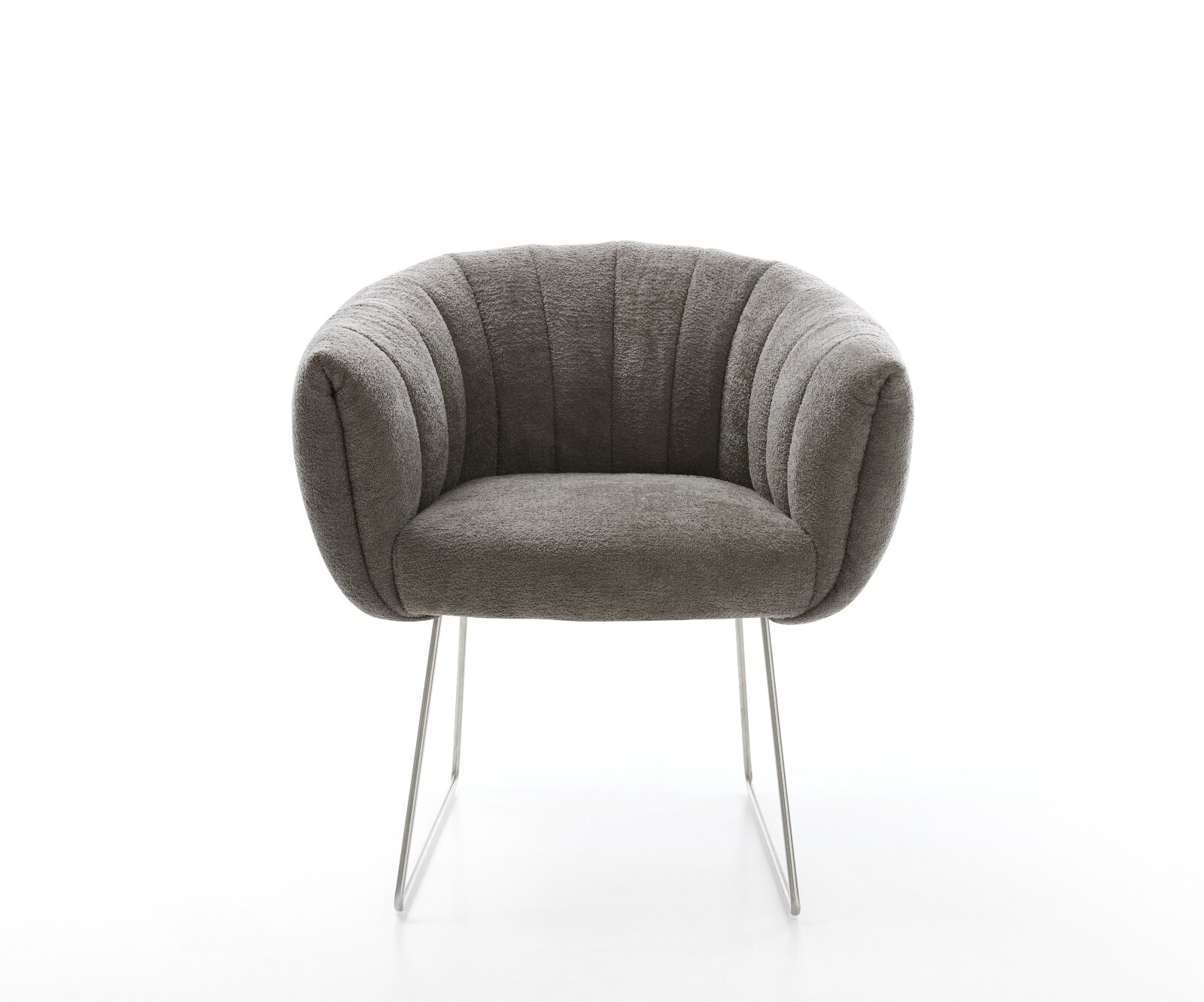 Esszimmerstuhl Jada-Flex Bouclé Soft Schlamm Kufengestell Edelstahl Taschenfederkern 1