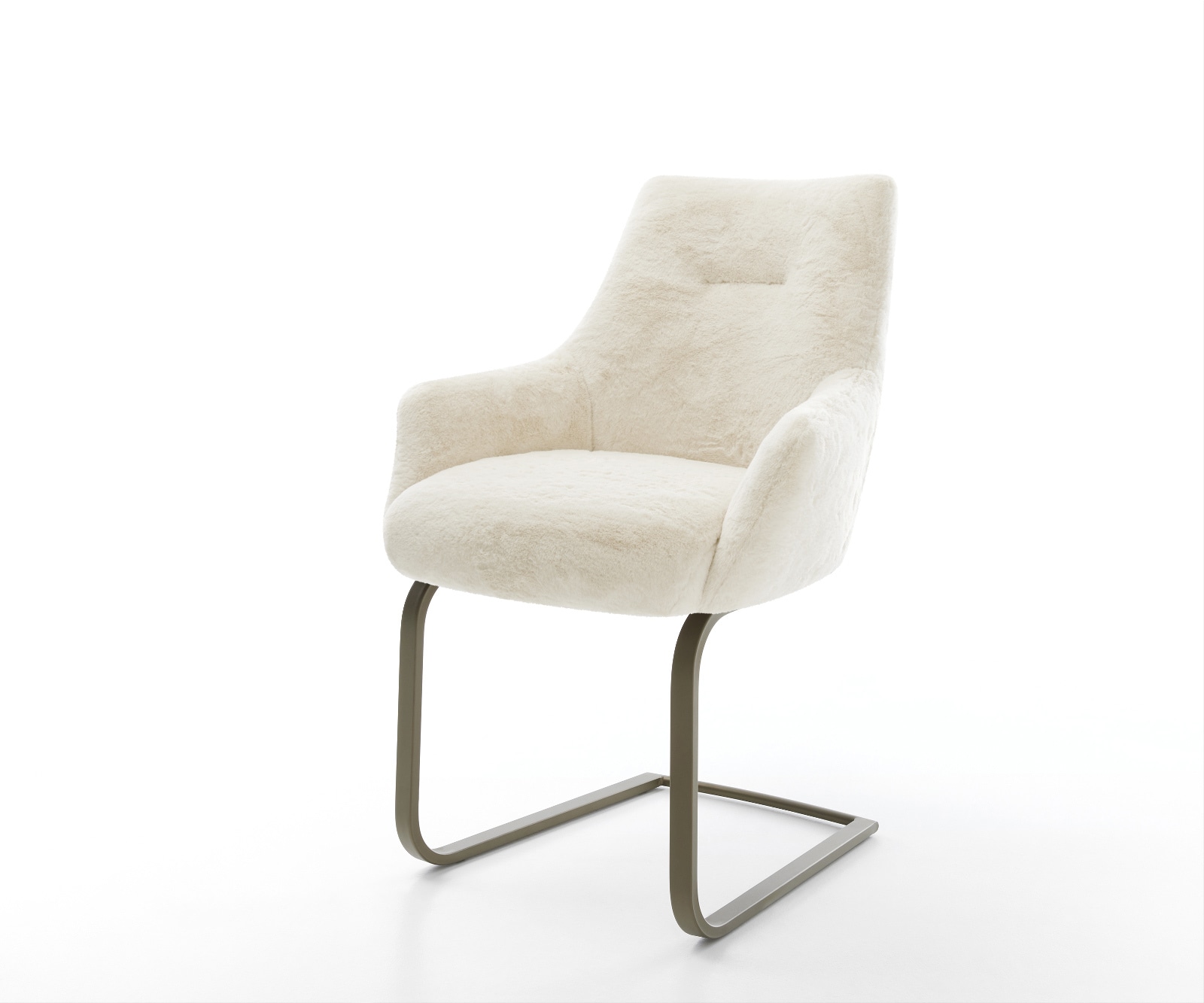 Freischwinger Alja-Flex mit Armlehnen Plüsch Creme-Weiß Freischwinger flach Effektfinish Titan Taschenfederkern Freischwinger Alja-Flex mit Armlehnen Plüsch Creme-Weiß Freischwinger flach Effektfinish Titan Taschenfederkern