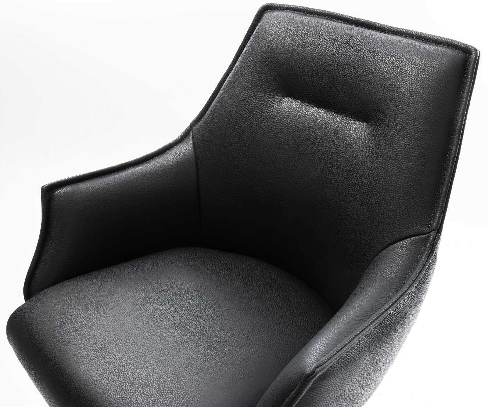 Barstuhl Alja-Flex Echt-Leder Schwarz Kufengestell Edelstahl Taschenfederkern 3