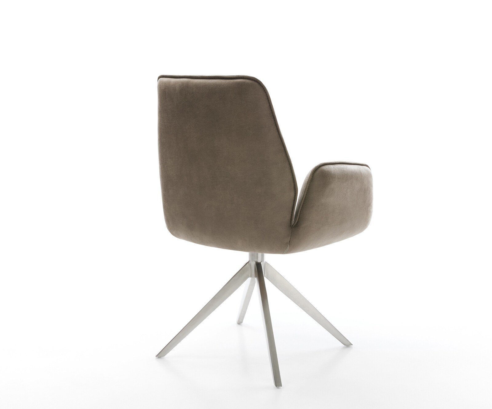 Drehstuhl Zoa-Flex Mikrofaser Taupe Vintage Kreuzgestell breit Edelstahl 360° drehbar Wippfunktion Taschenfederkern 5