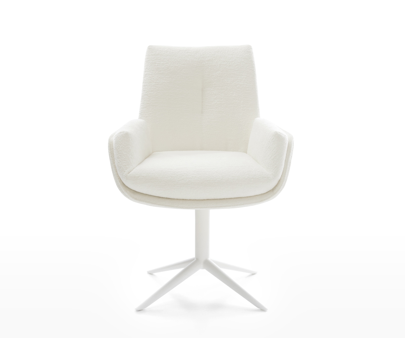 Drehstuhl Clea-Flex Bouclé Soft Beige Fußkreuz Weiß 360° drehbar Wippfunktion 2