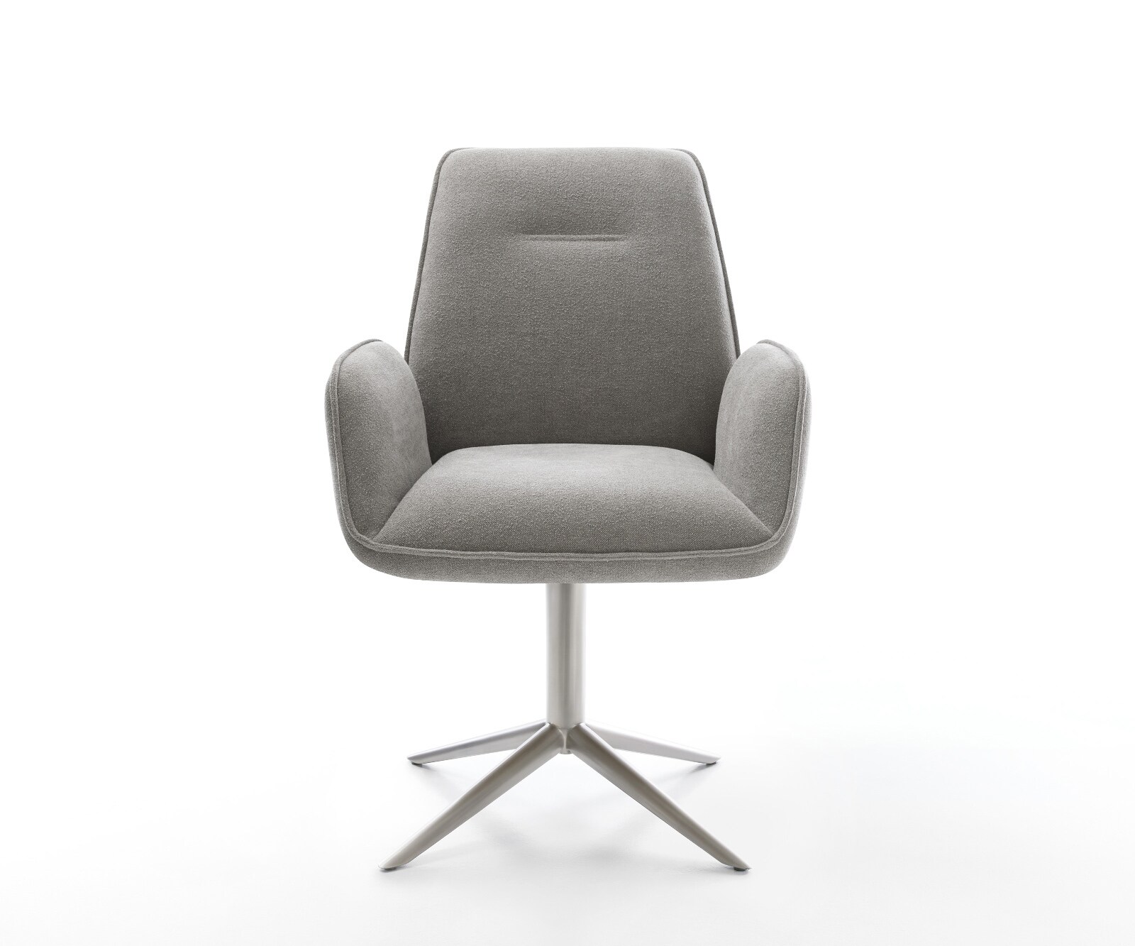 Drehstuhl Zoa-Flex Strukturstoff Soft Grau Fußkreuz Edelstahl 360° drehbar Wippfunktion Taschenfederkern 1