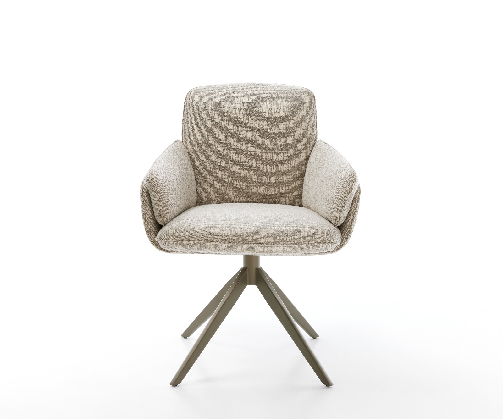 Drehstuhl Luan-Flex mit Armlehnen Webstoff Soft Beige Kreuzgestell breit Effektfinish Titan 360° drehbar Wippfunktion 2