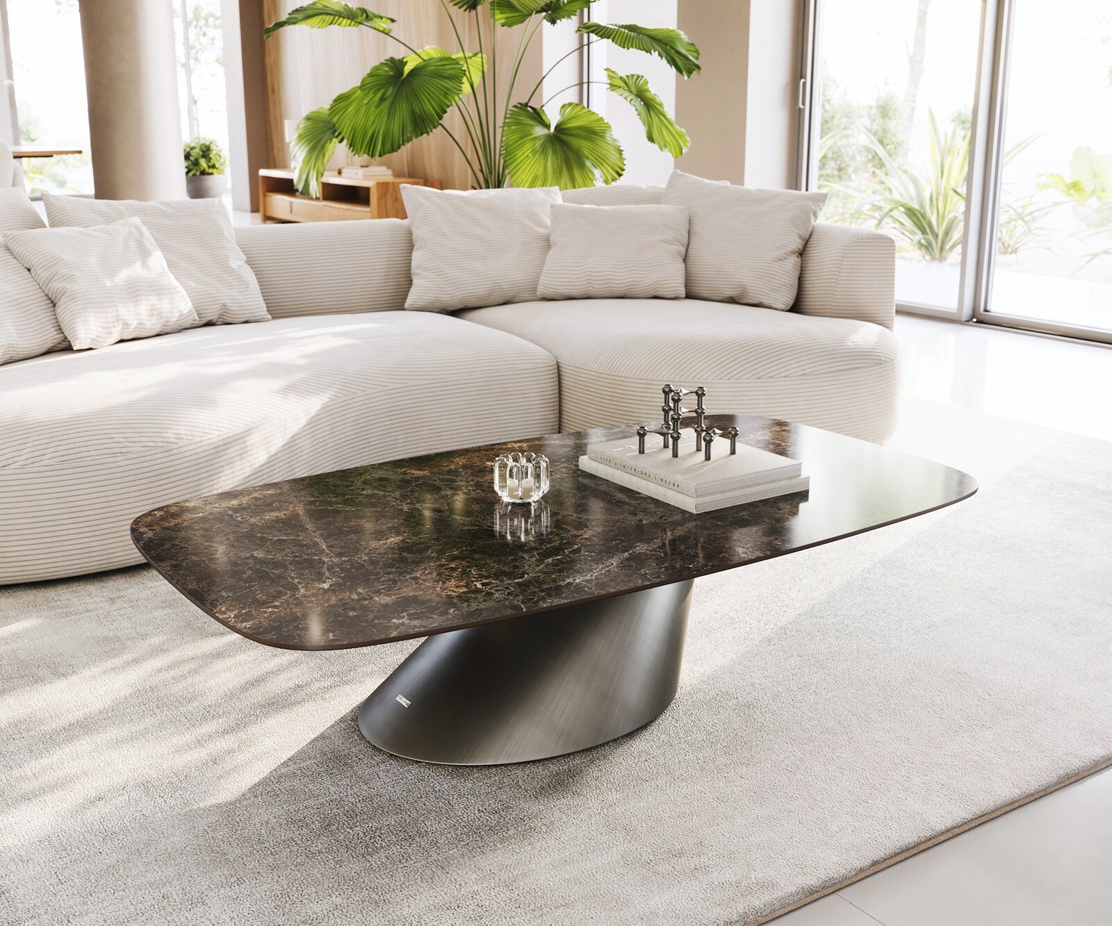 Couchtisch Edge Boot 140x80 cm Keramik Laminam® Emperador Extra Lucidato Du günstig online kaufen