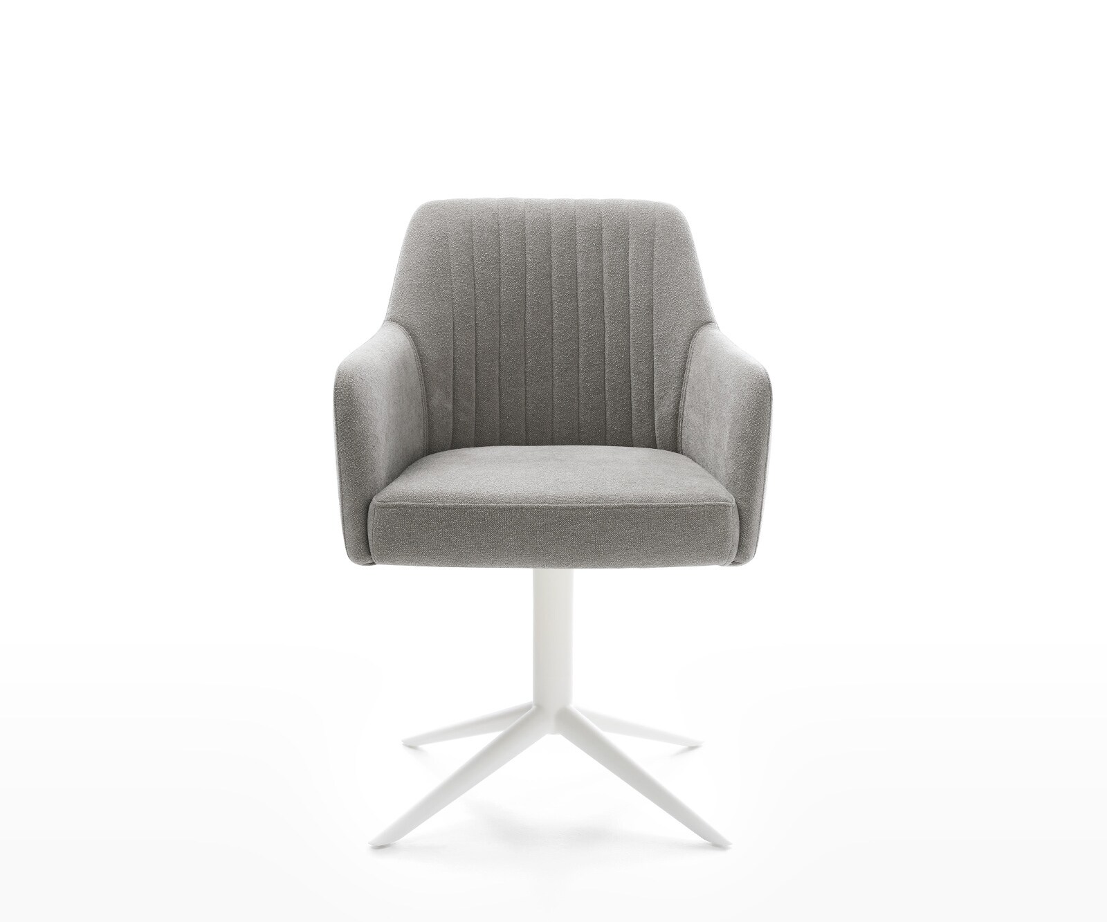 Drehstuhl Greg-Flex Strukturstoff Soft Grau Fußkreuz Weiß 360° drehbar Wippfunktion Taschenfederkern 2