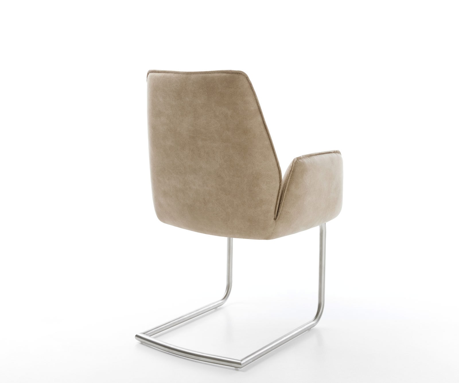 Freischwinger Zoa-Flex Mikrofaser Beige Vintage Freischwinger rund Edelstahl Taschenfederkern 5
