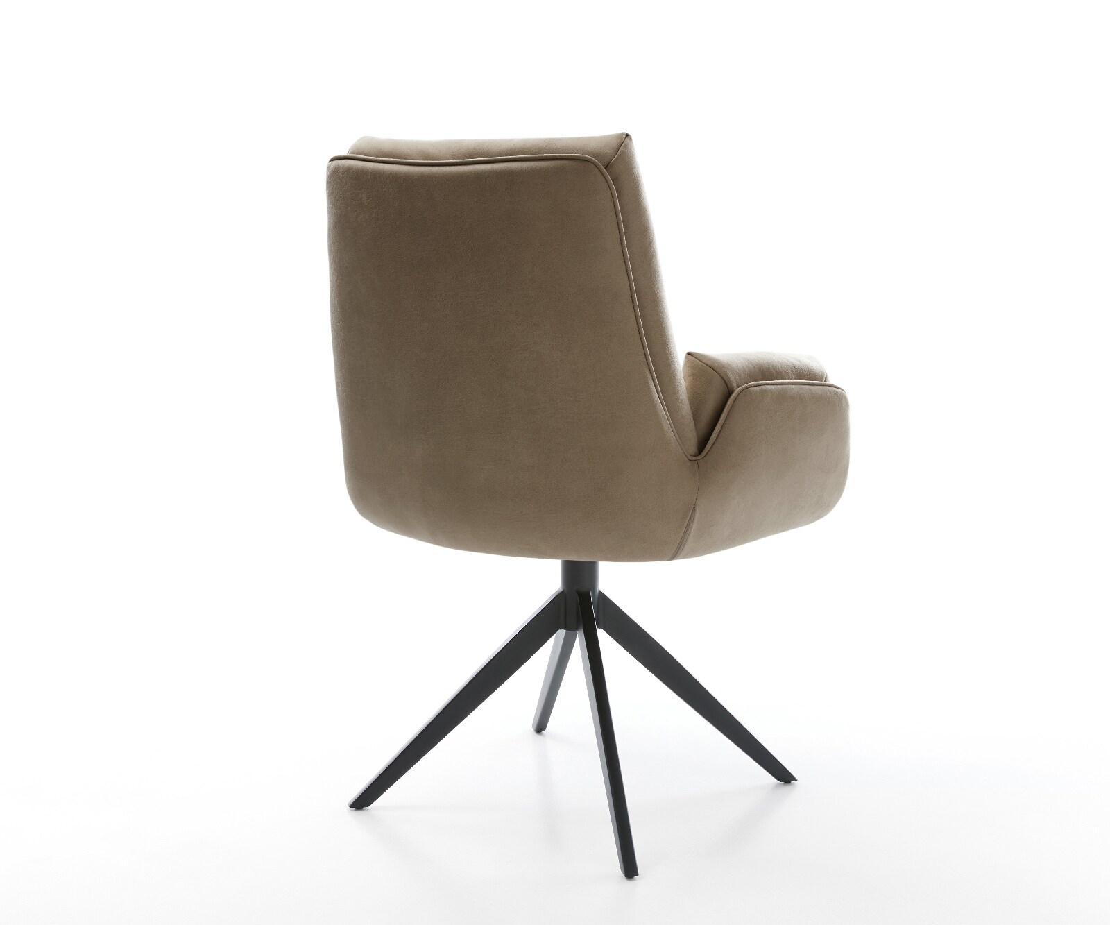 Drehstuhl Clea-Flex Mikrofaser Beige Vintage Kreuzgestell breit Schwarz 360° drehbar Wippfunktion 4