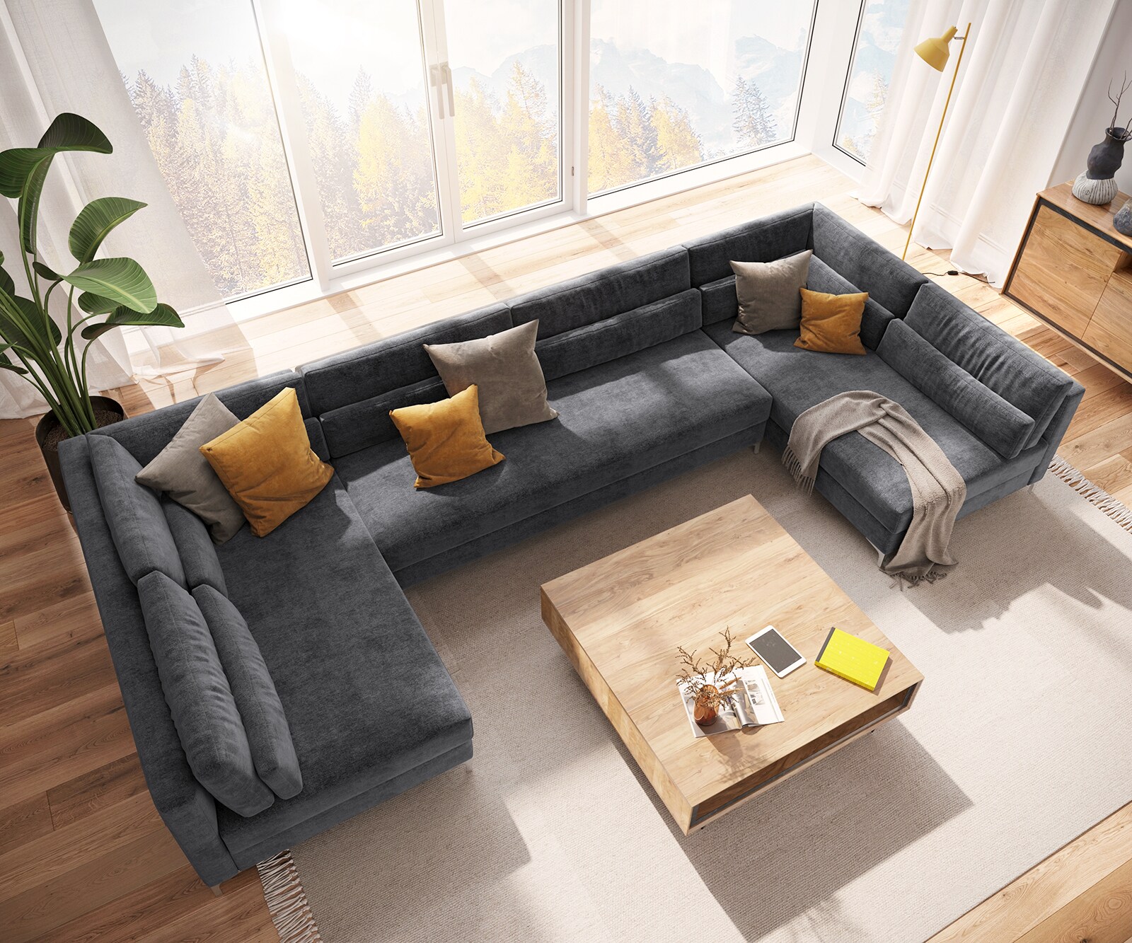 Wohnlandschaft Elio XL 400x185 cm Mikrofaser Graphite 3