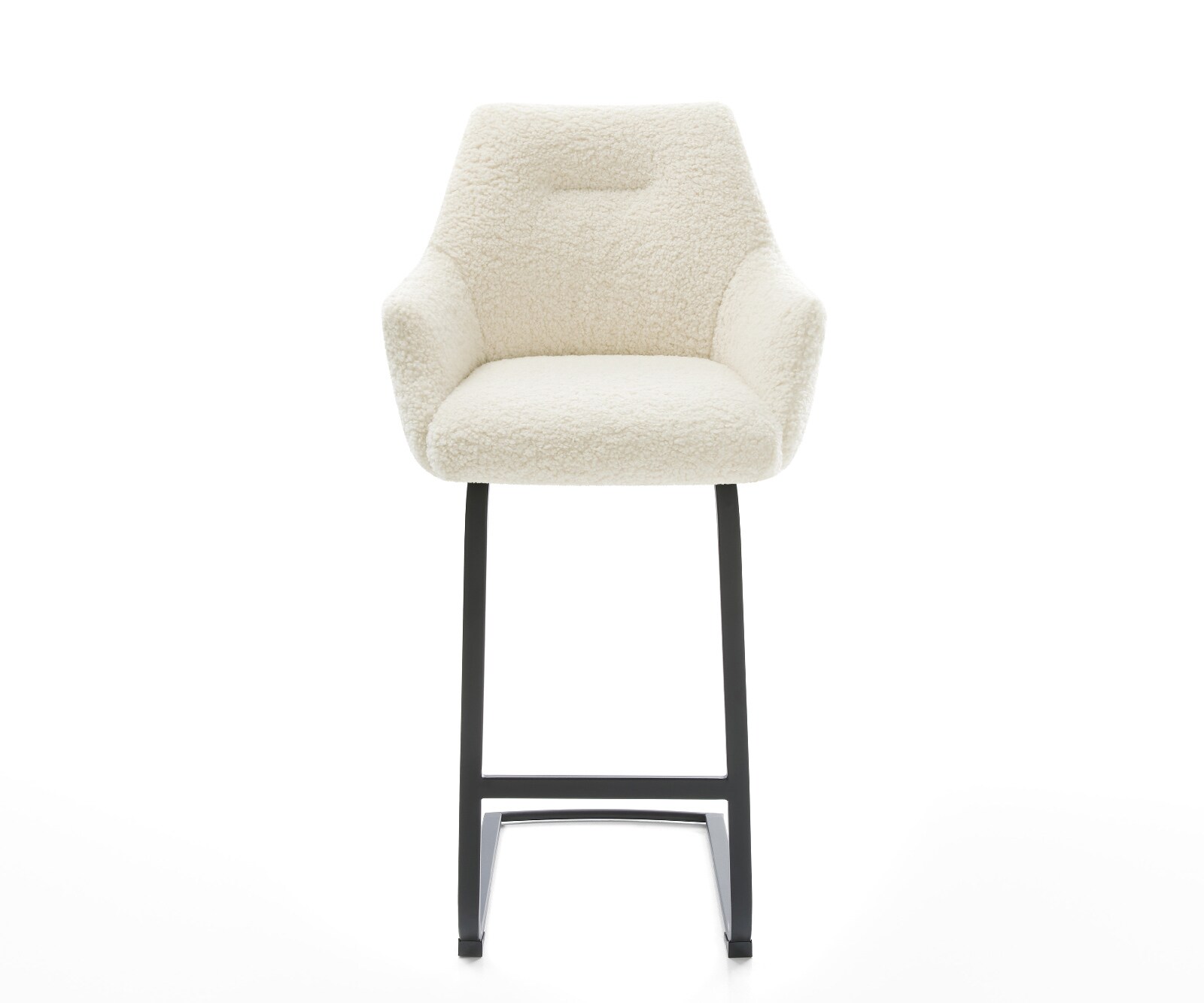 Barstuhl Alja-Flex Teddystoff Beige Freischwinger Flach Metall Schwarz Taschenfederkern 2