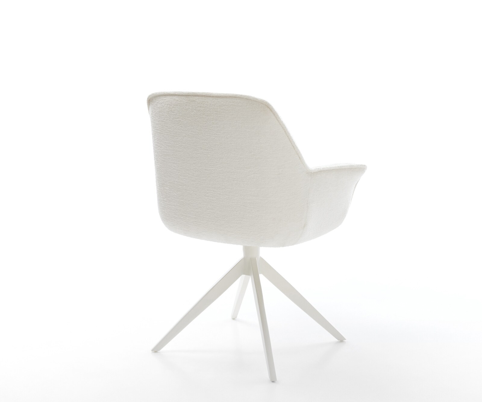 Drehstuhl Keila-Flex mit Armlehnen Bouclé Soft Beige Kreuzgestell breit Weiß 360° drehbar Wippfunktion 4