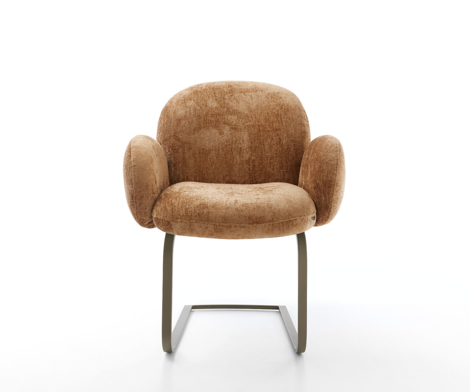 Freischwinger Nube-Flex mit Armlehnen Chenille Rost Freischwinger flach Effektfinish Titan Taschenfederkern 1