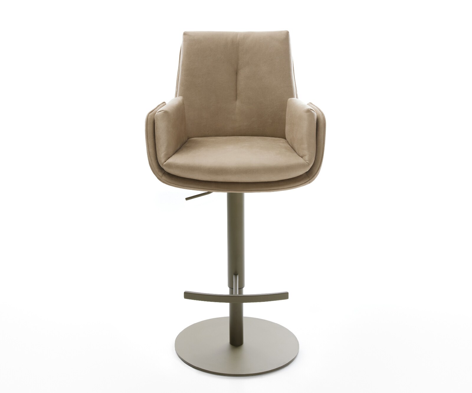 Barstuhl Clea-Flex Mikrofaser Beige Vintage Drehfuß höhenverstellbar Metall Titanfarben 2