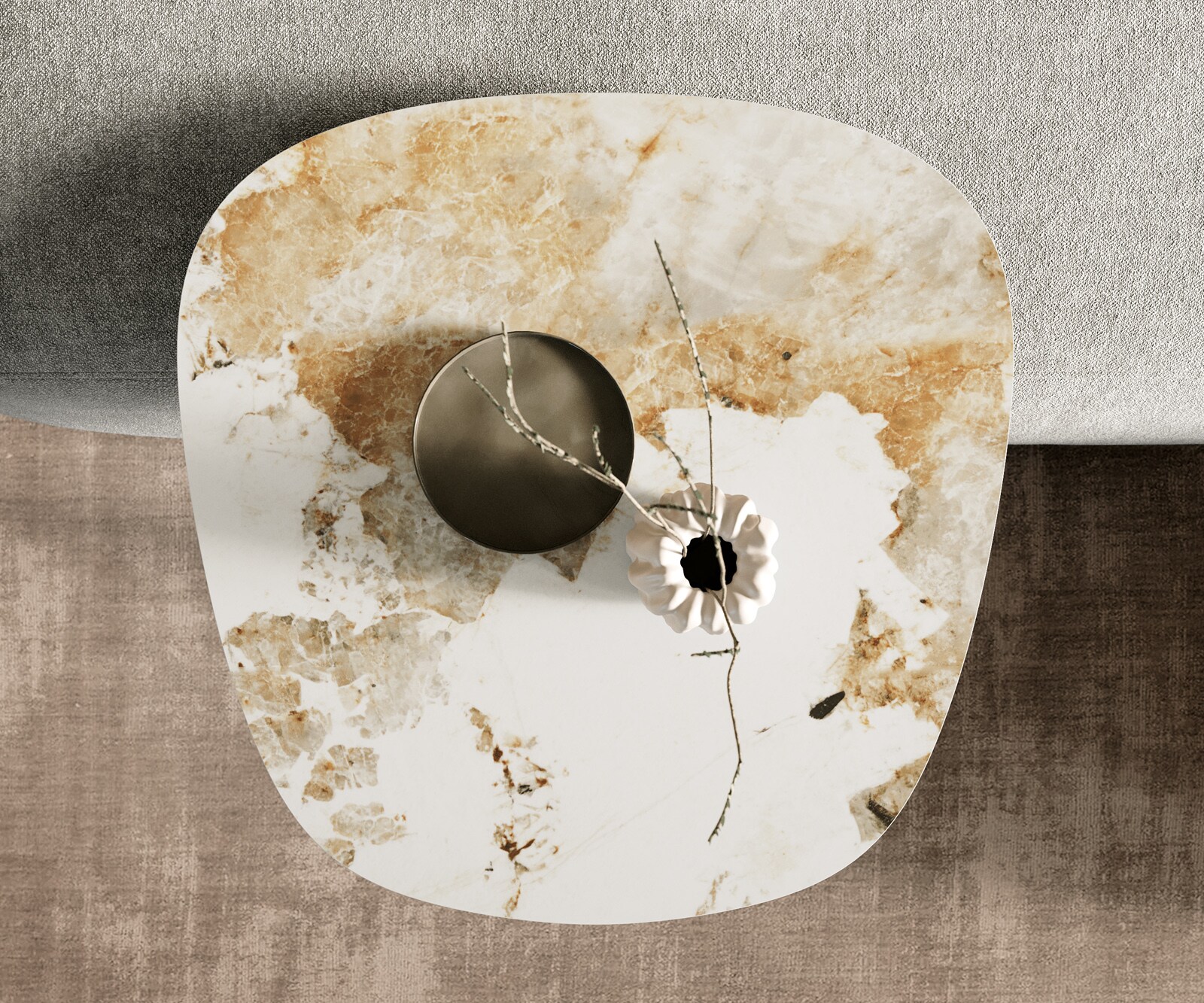 Couchtisch Edge Boot 60x60 cm Keramik Minas Melange Eleny Metall Effektfinish Titan 3