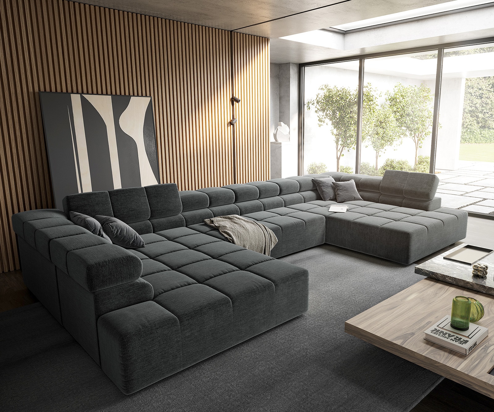image.title Wohnlandschaft Phia x cm Velour Grau Wohnlandschaft Grau