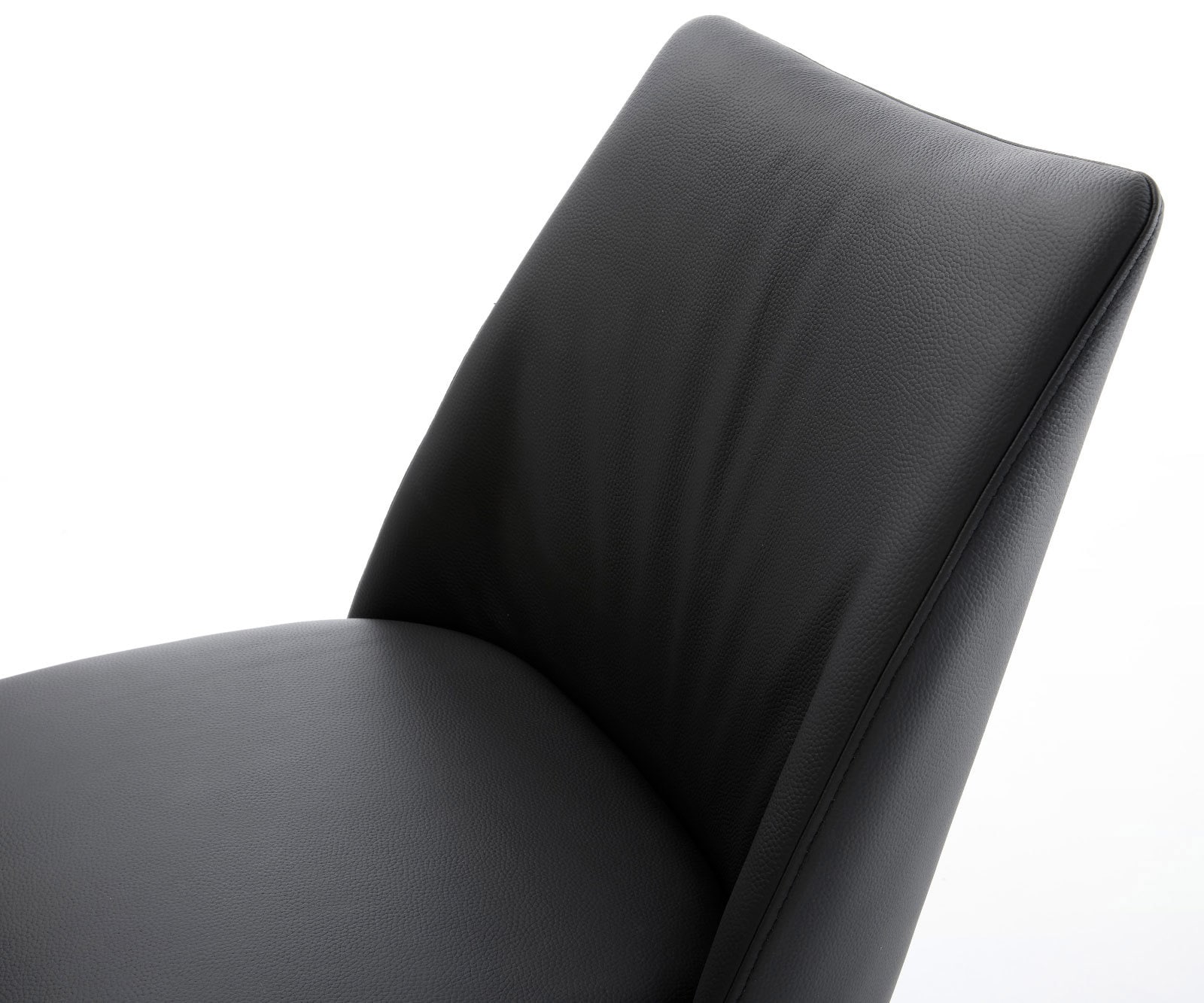 Drehstuhl Elso-Flex Echt-Leder Schwarz Kreuzgestell breit Edelstahl 360° drehbar Wippfunktion Taschenfederkern 3
