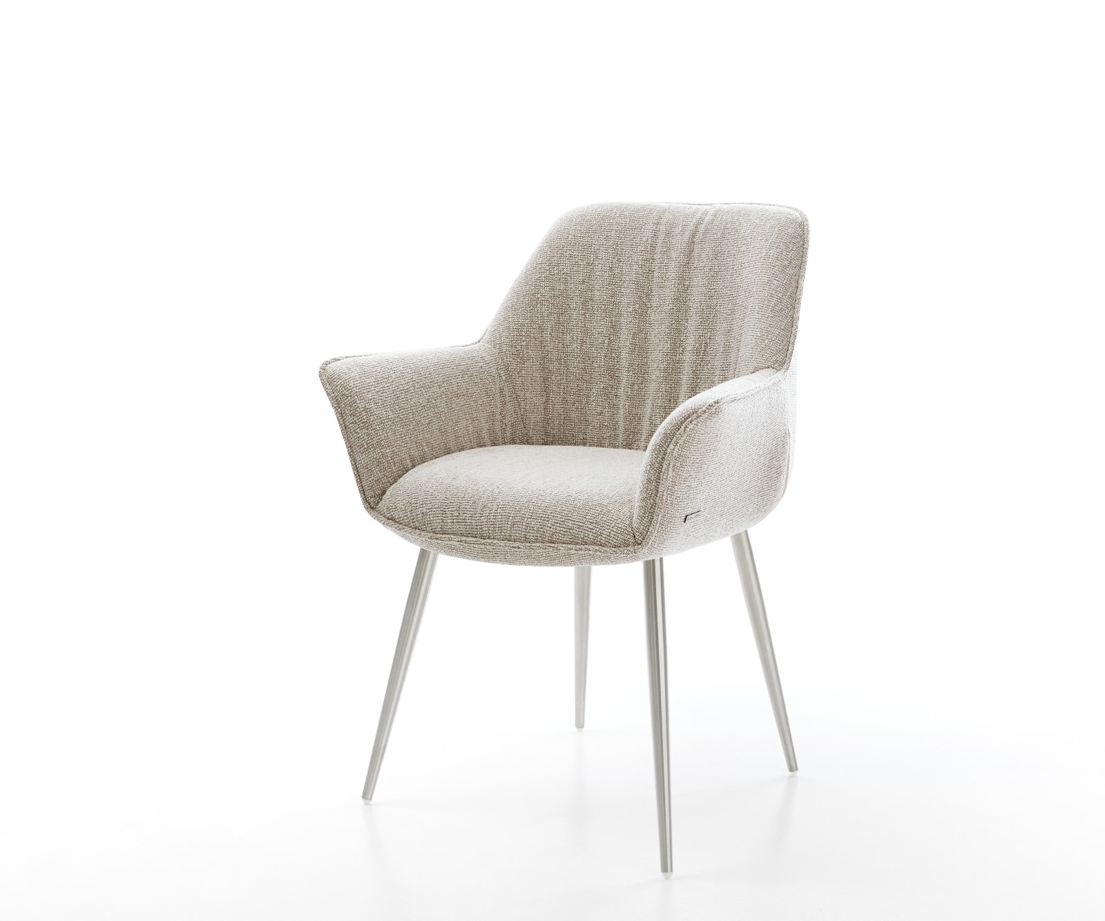 Esszimmerstuhl Keila-Flex mit Armlehnen Webstoff Soft Beige 4-Fuß konisch Edelstahl 1