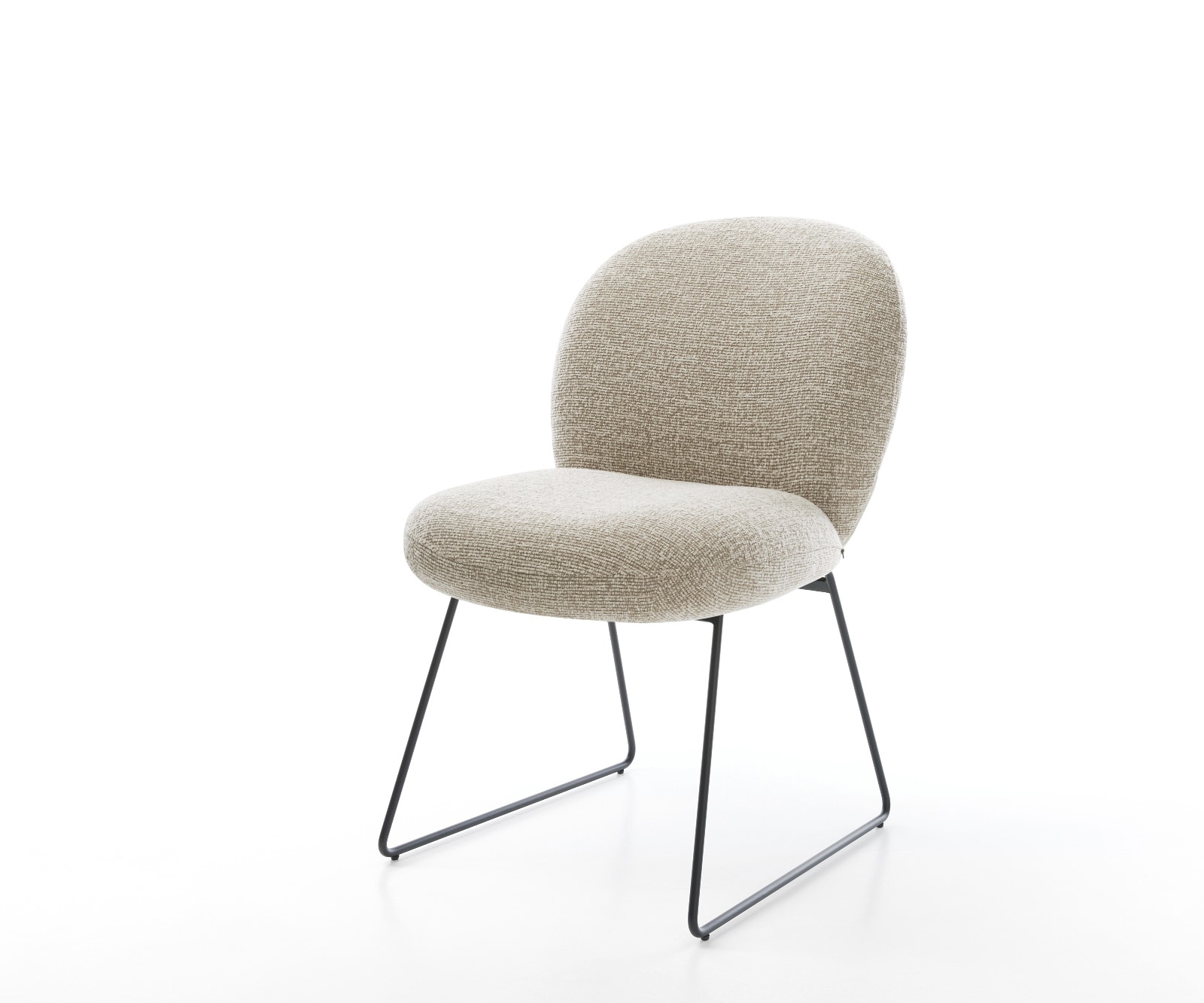 Esszimmerstuhl Nube-Flex Webstoff Soft Beige Kufengestell Schwarz Taschenfederkern 1