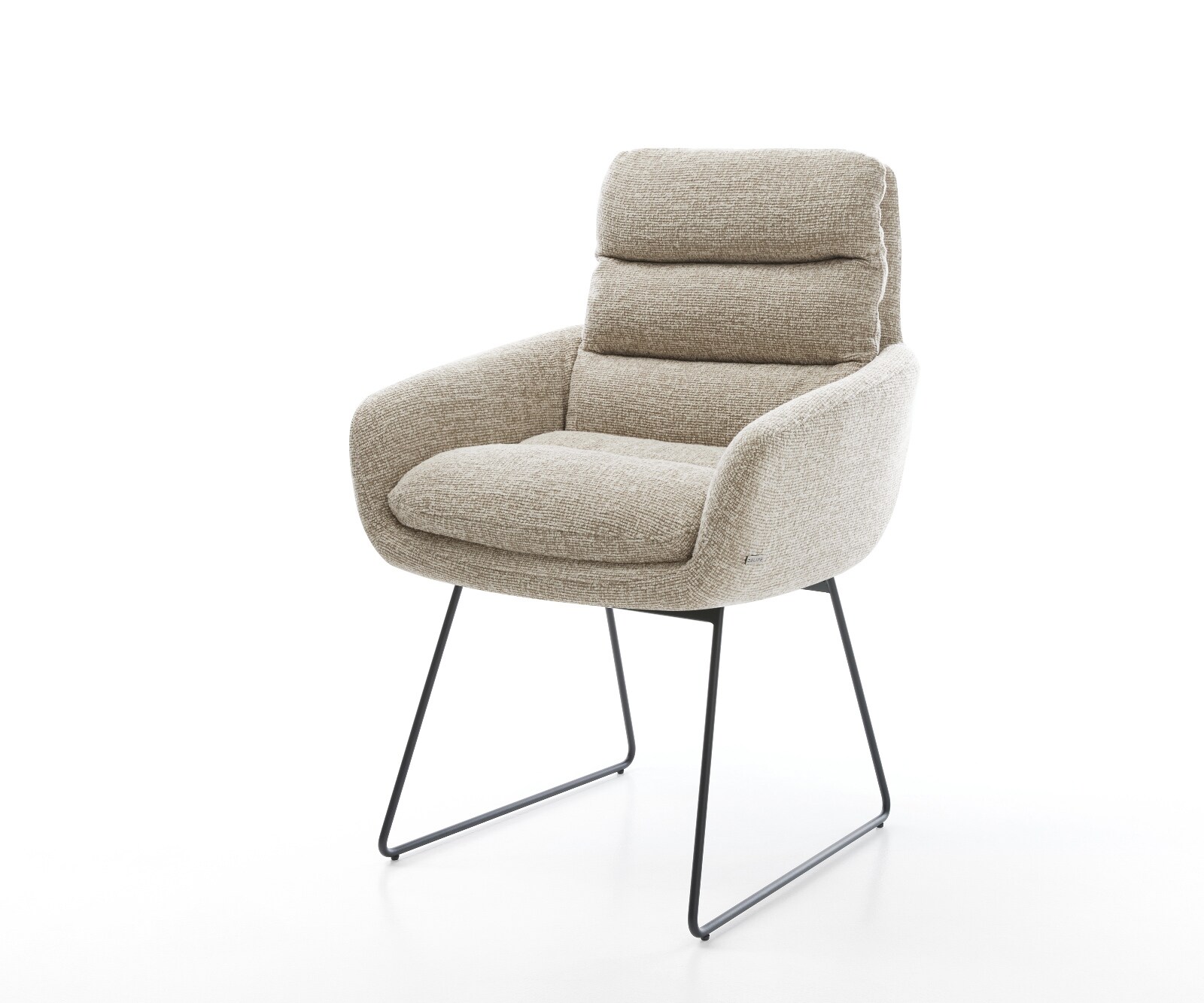 Esszimmerstuhl Abelia-Flex mit Armlehnen Webstoff Soft Beige Kufengestell S günstig online kaufen