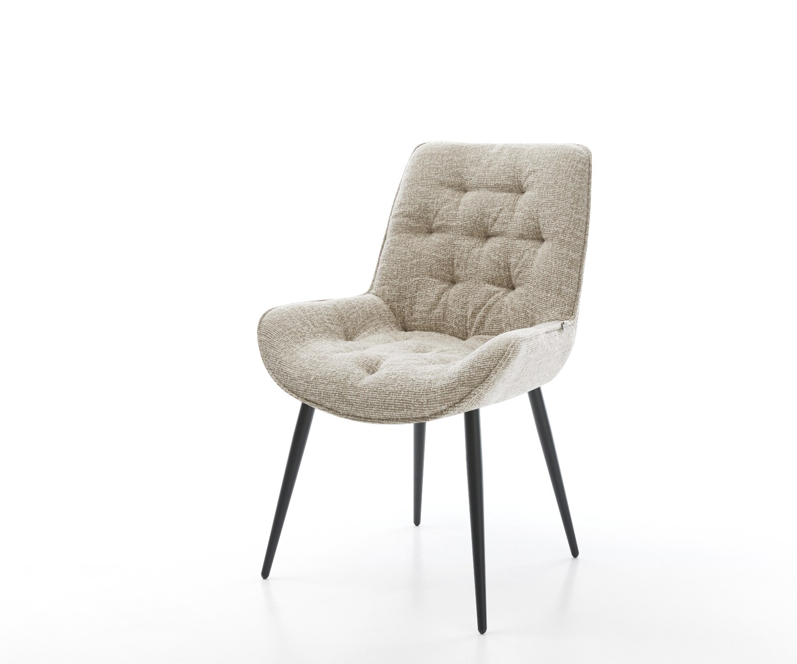 DELIFE Esszimmerstuhl Taimi-Flex Webstoff Soft Beige 4-Fuß konisch Schwarz