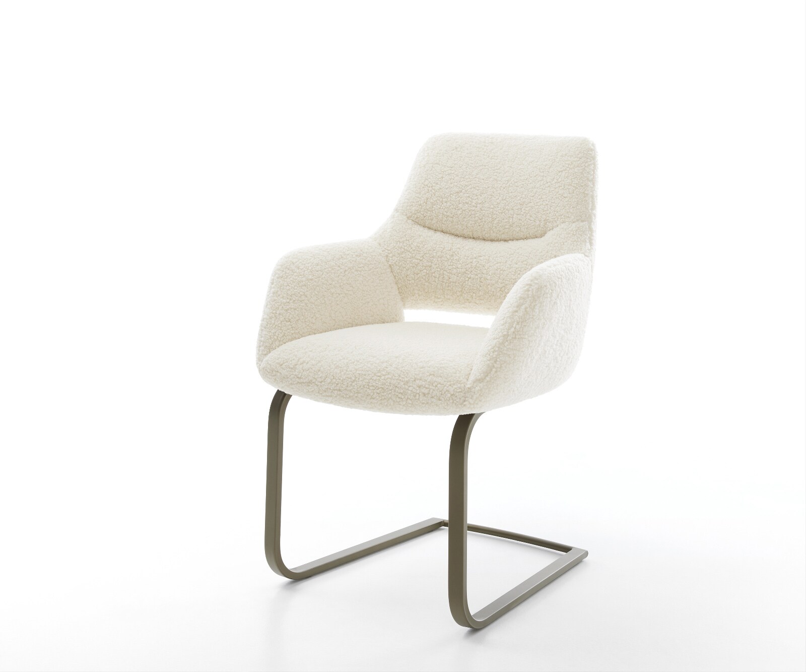 Freischwinger Yago-Flex mit Armlehnen Teddystoff Beige Freischwinger flach günstig online kaufen